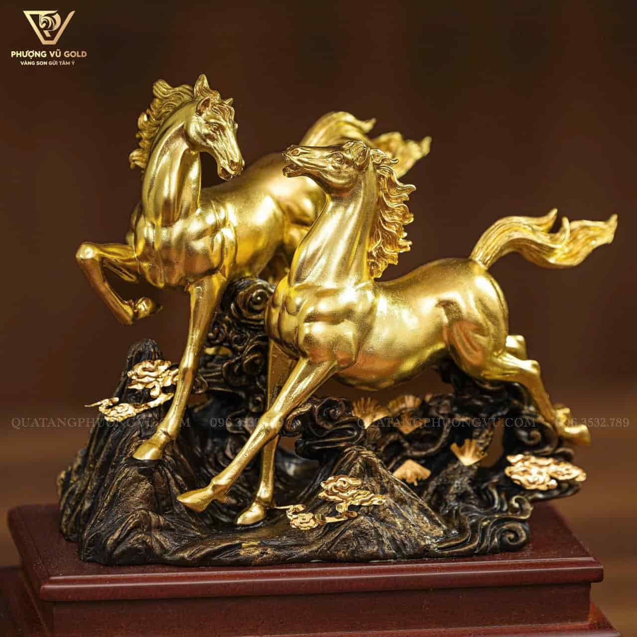 Song Mã Dát Vàng 24K Quà Tặng Phong Thủy Cao Cấp | Phượng Vũ Gold