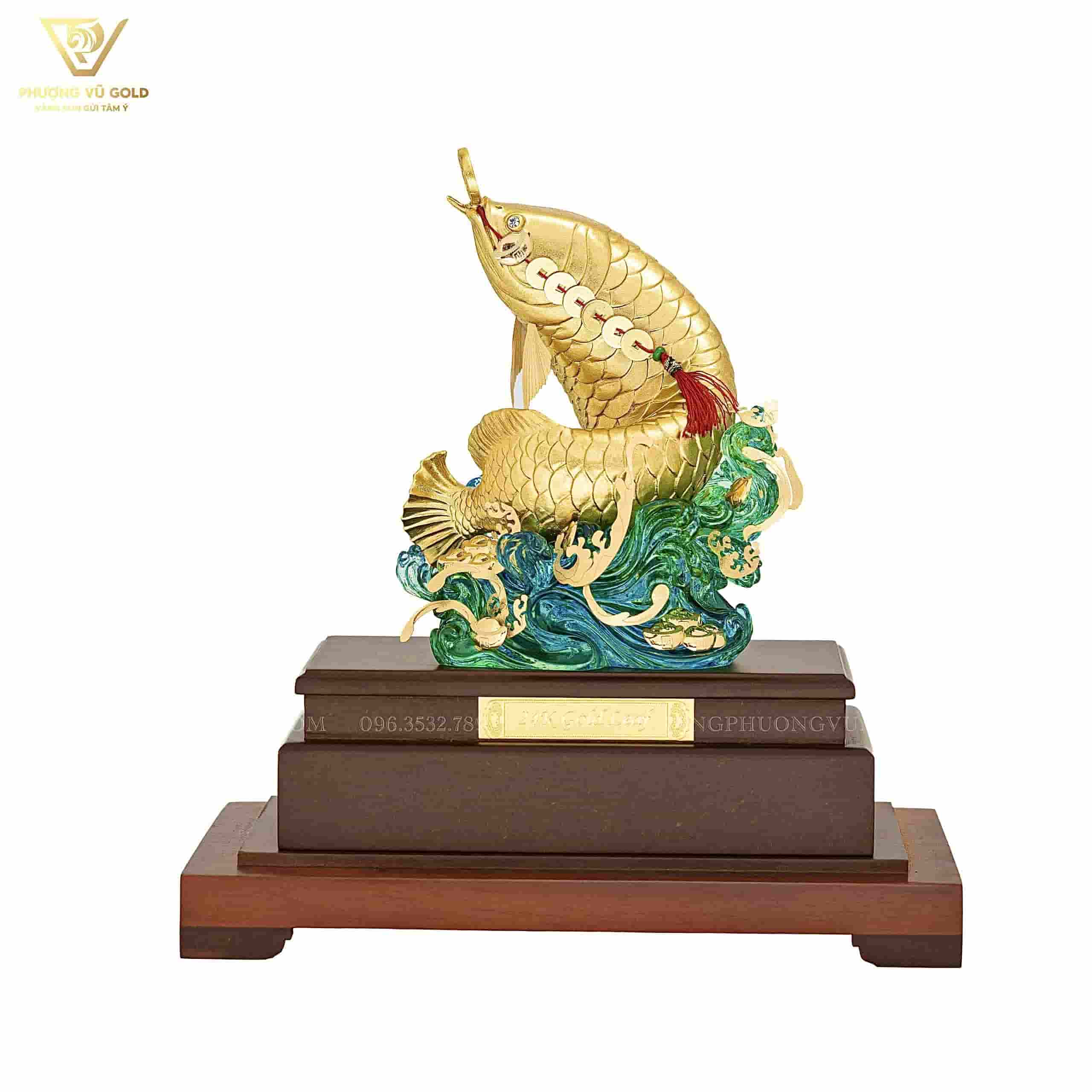 Cá Chép Hóa Rồng Dát Vàng 24K – Quà Tặng Phong Thủy | Phượng Vũ Gold