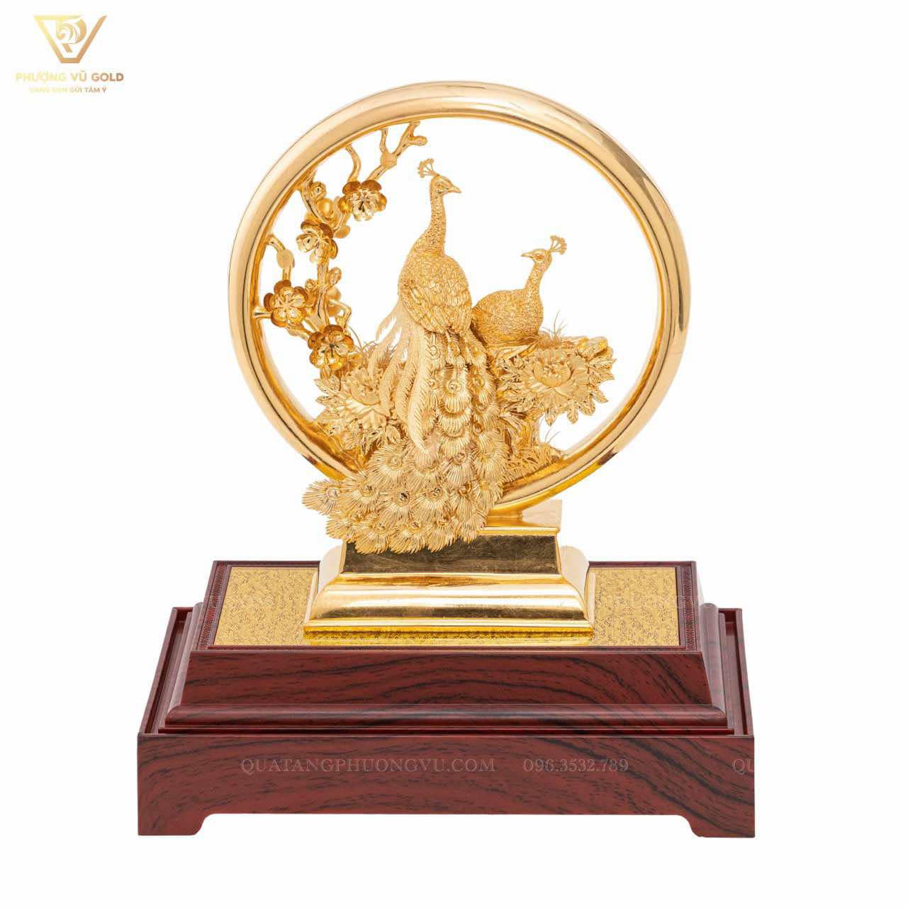Đôi Chim Công Dát Vàng 24K – Quà Tặng Cao Cấp | Phượng Vũ Gold