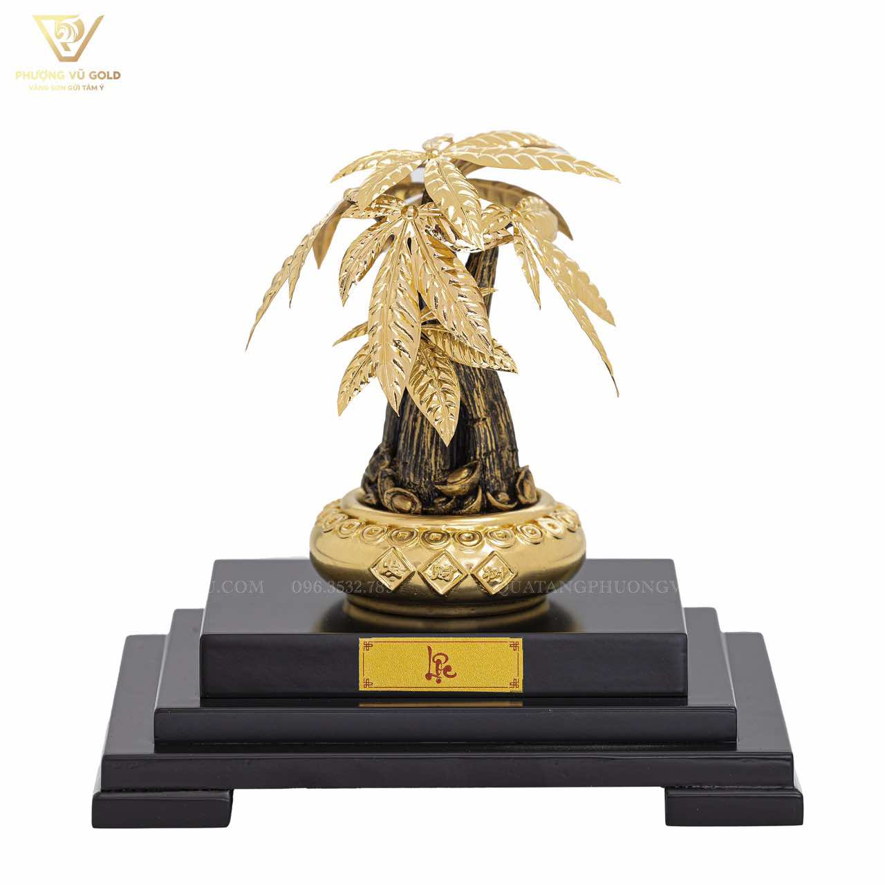 Quà Tặng Phong Thuỷ Để Bàn - Cây Kim Ngân Mạ Vàng 24K | Phượng Vũ Gold