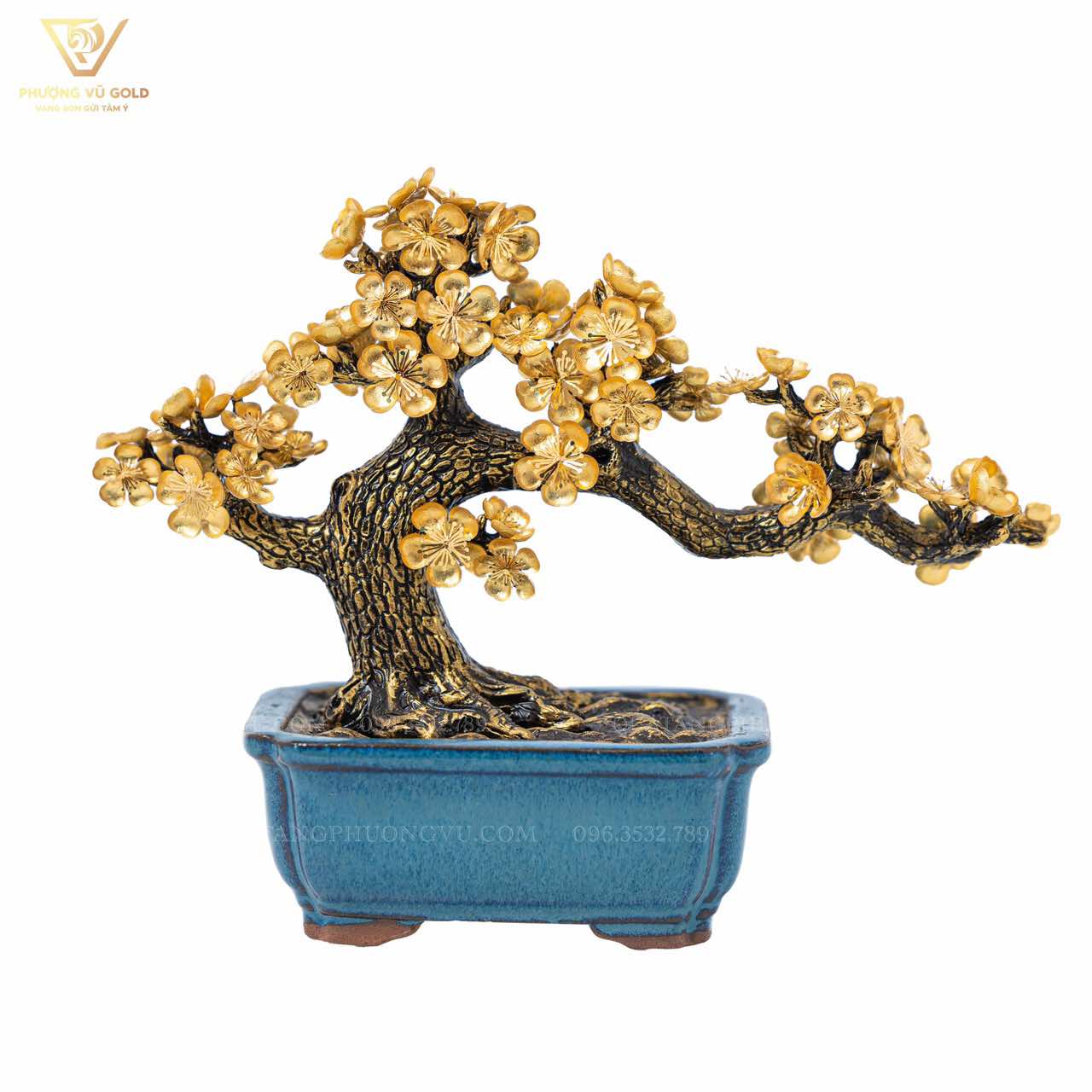 Chậu Hoa Mai Dát Vàng 24K – Quà Biếu Cao Cấp | Phượng Vũ Gold