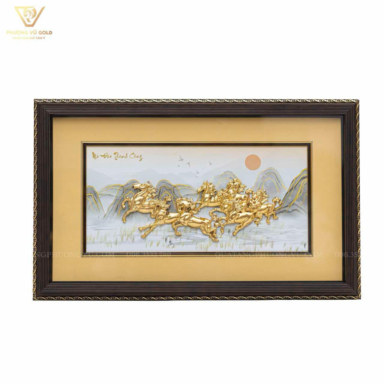 Tranh Bát Mã Dát Vàng 24K – Quà Tặng Phong Thủy | Phượng Vũ Gold