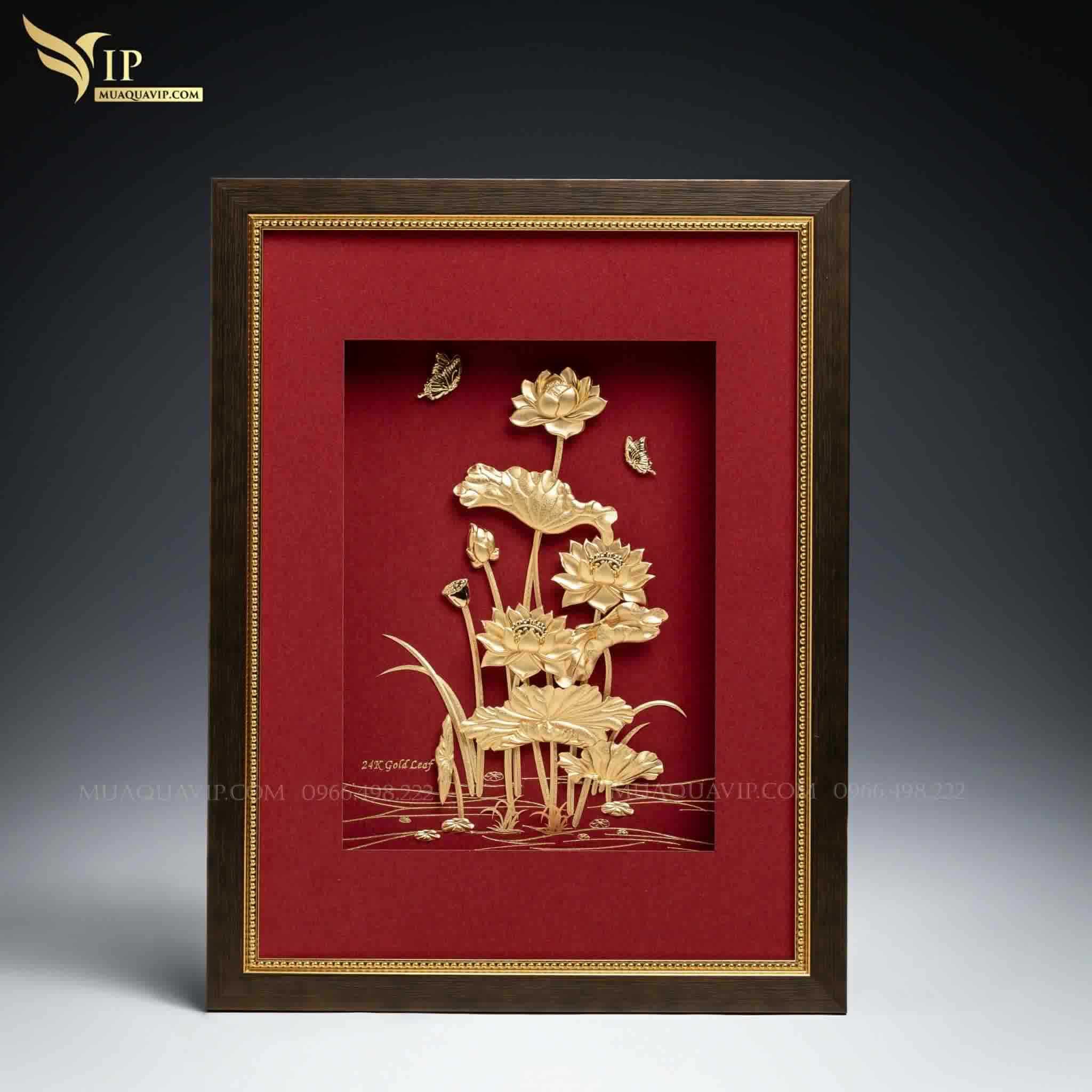 Tranh Hoa Sen Dát Vàng 24K Cao Cấp – Phượng Vũ Gold