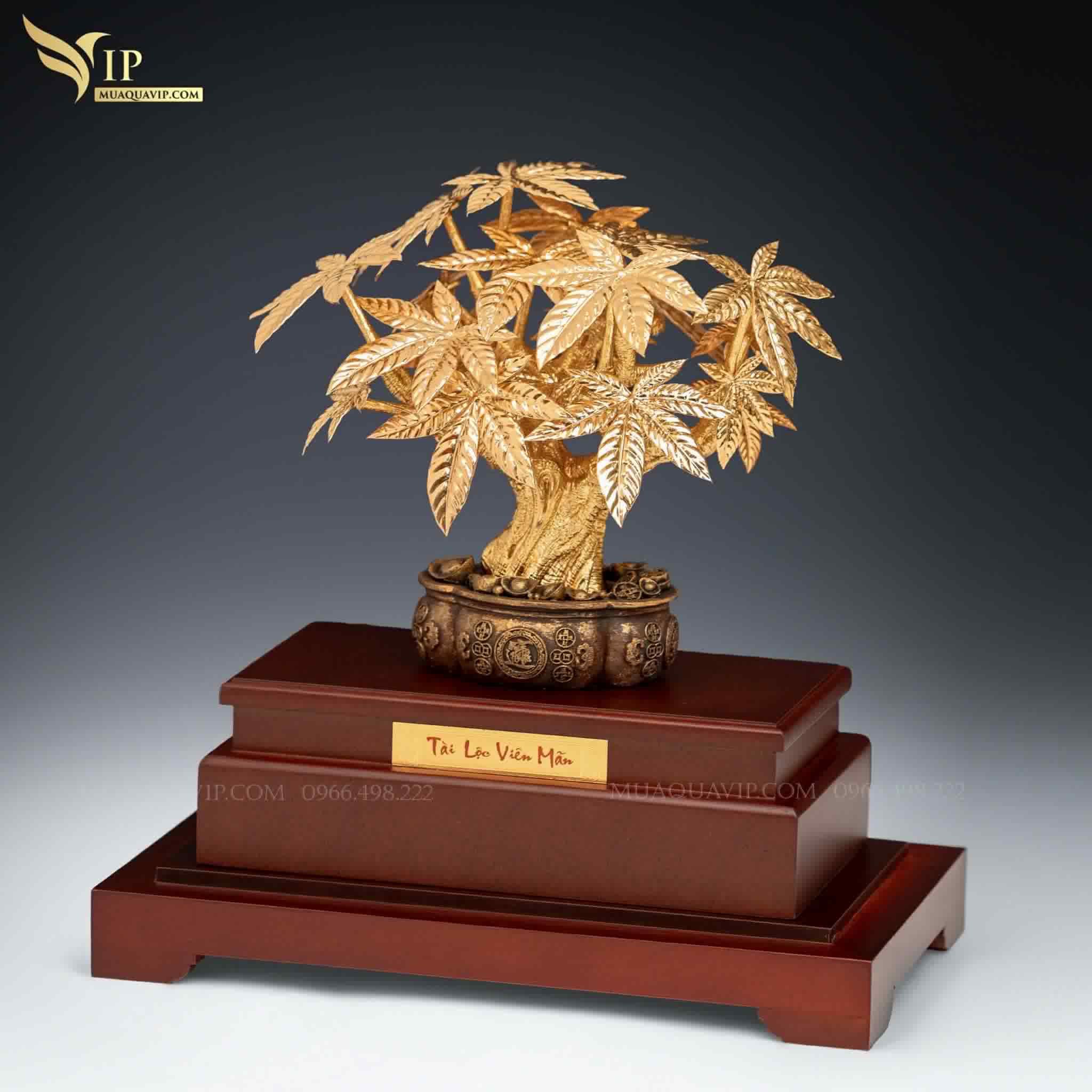 Cây Tài Lộc Dát Vàng 24K – Quà Tặng Sếp Cao Cấp | Phượng Vũ Gold