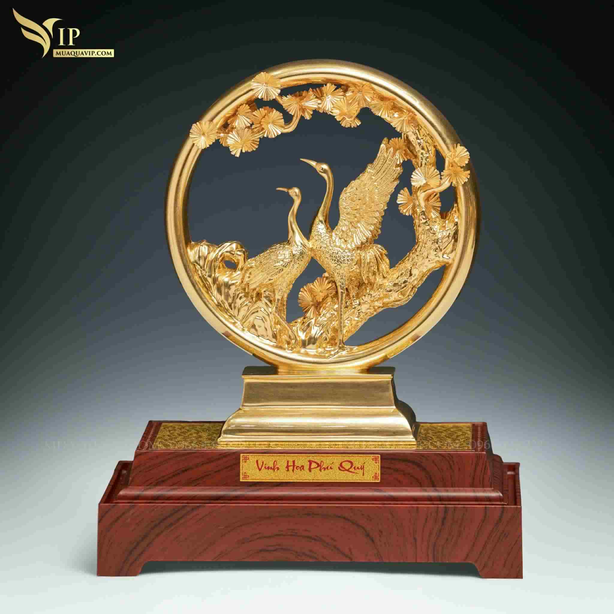 Tùng Hạc Diên Niên Dát Vàng 24K – Quà Tặng Trường Thọ | Phượng Vũ Gold