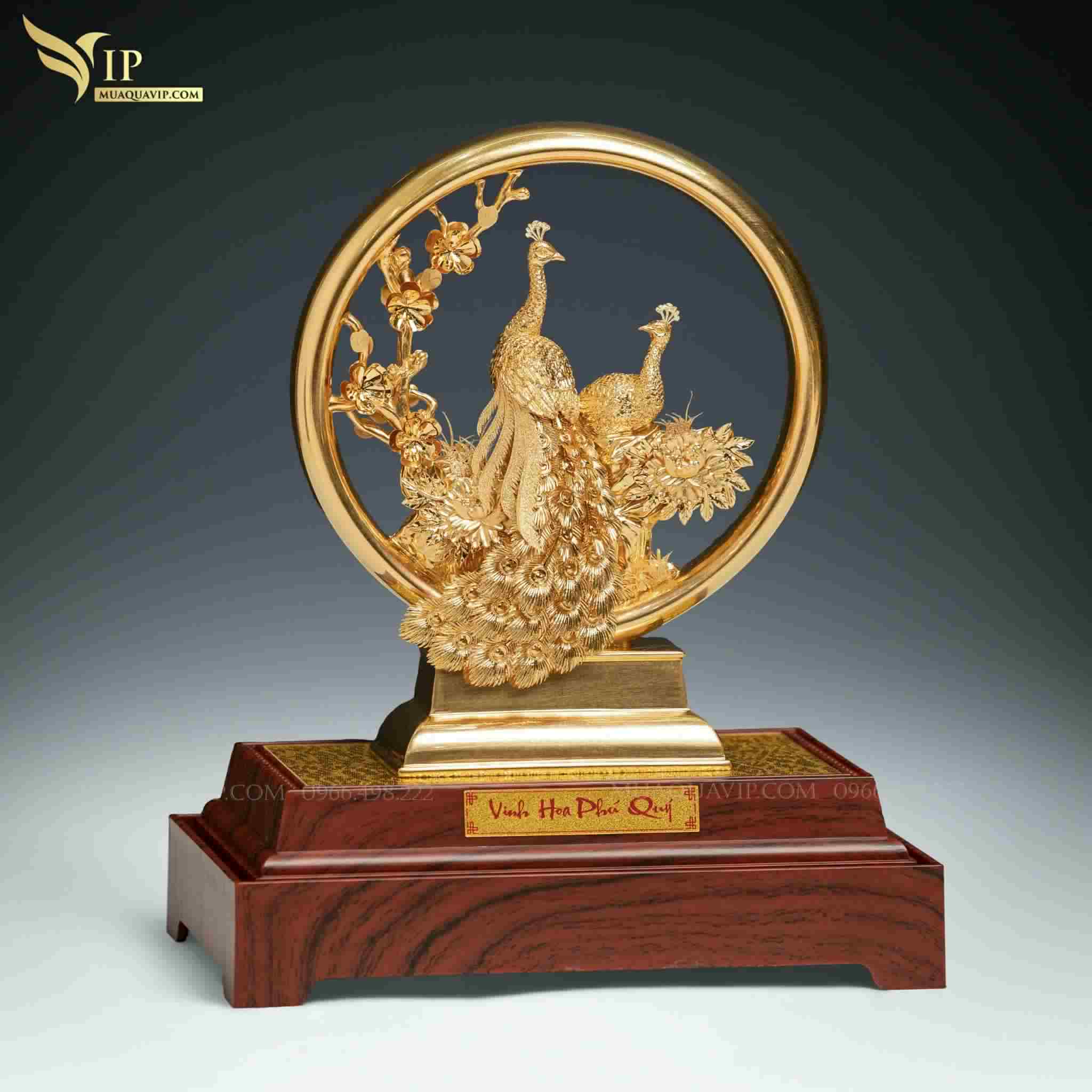 Đôi Chim Công Dát Vàng 24K – Quà Tặng Cao Cấp | Phượng Vũ Gold