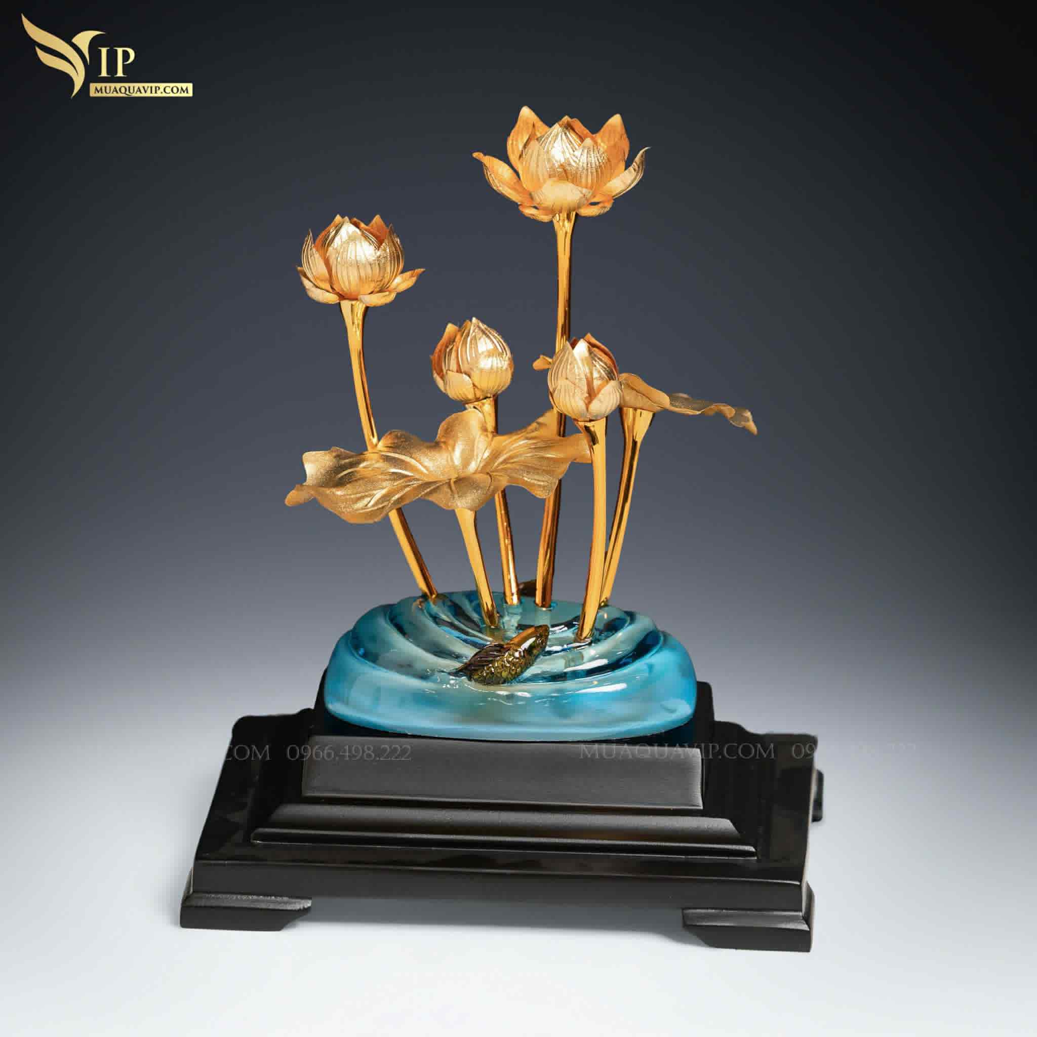 Hoa Sen Dát Vàng 24K – Quà Phong Thủy Hút Tài Lộc | Phượng Vũ Gold