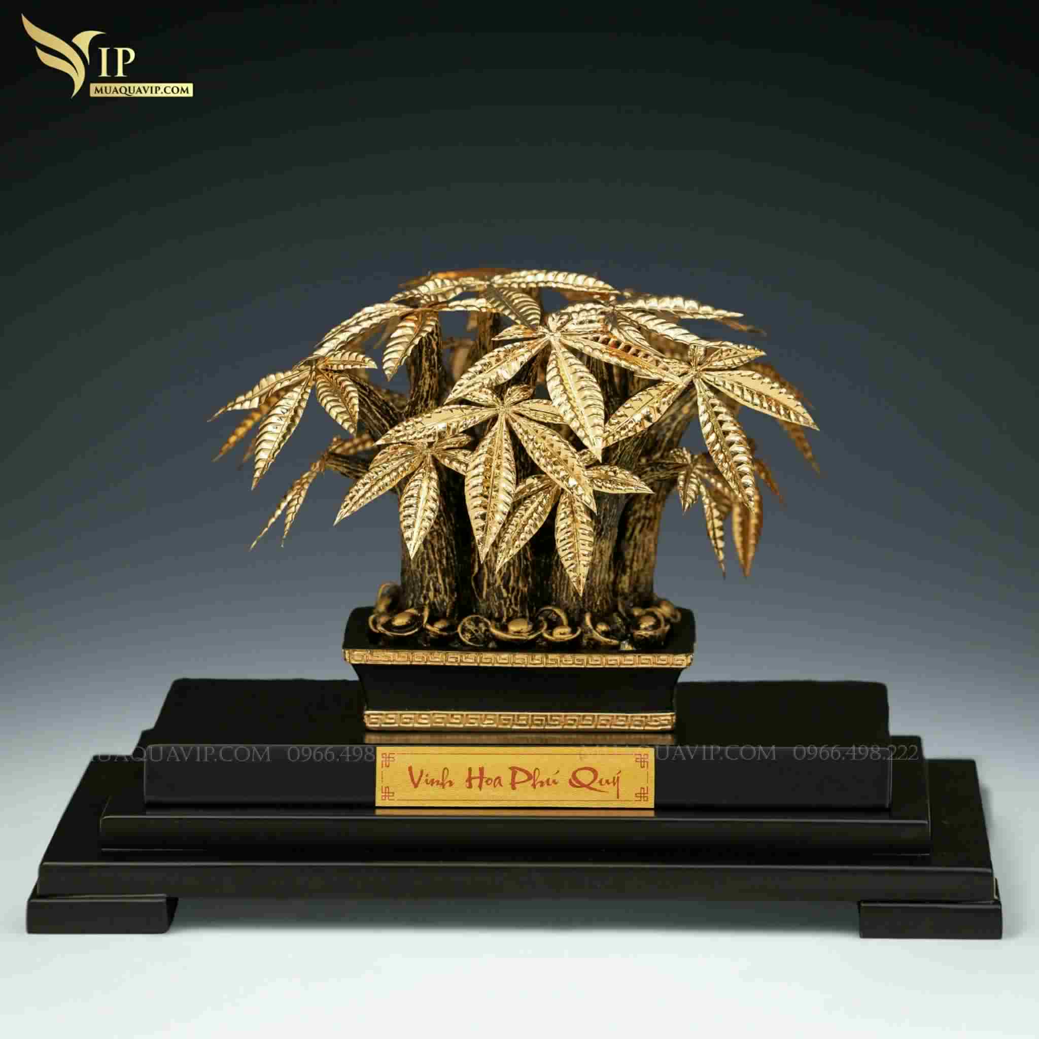 Cây Tài Lộc Dát Vàng 24K – Quà Tặng Tân Gia Cao Cấp | Phượng Vũ Gold