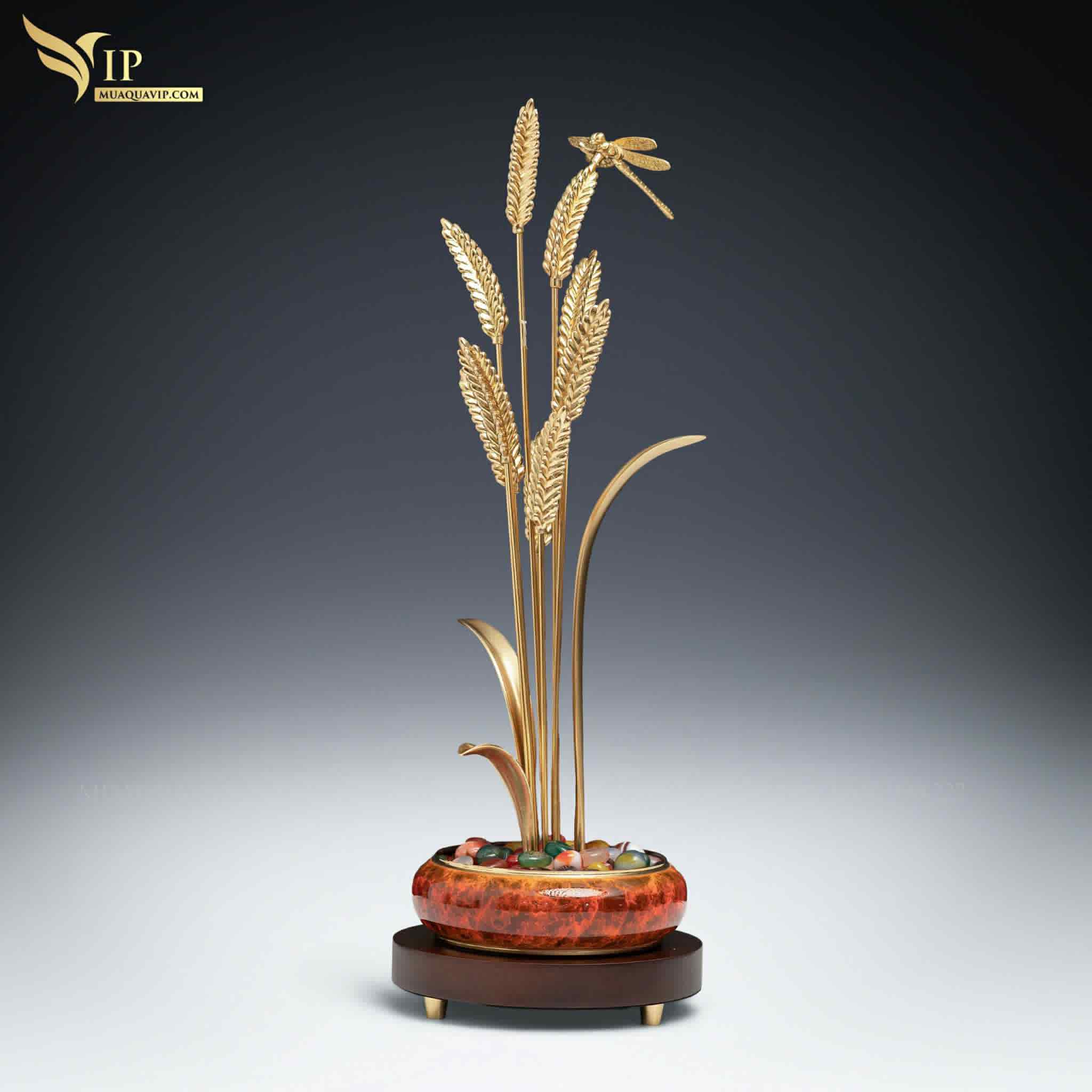 Chậu Cây Lúa Dát Vàng 24K – Quà Tặng Tụ Lộc Cao Cấp | Phượng Vũ Gold