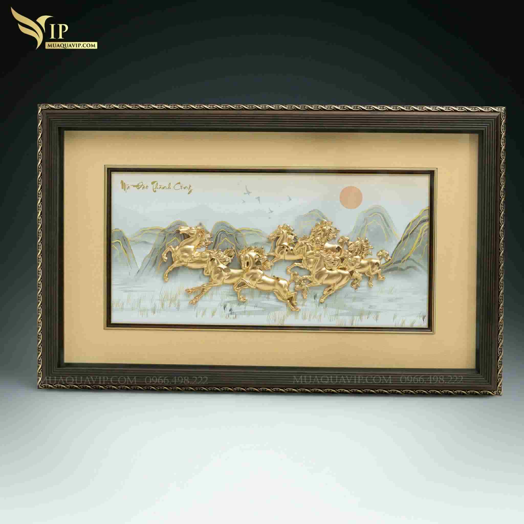 Tranh Bát Mã Dát Vàng 24K – Quà Tặng Phong Thủy | Phượng Vũ Gold