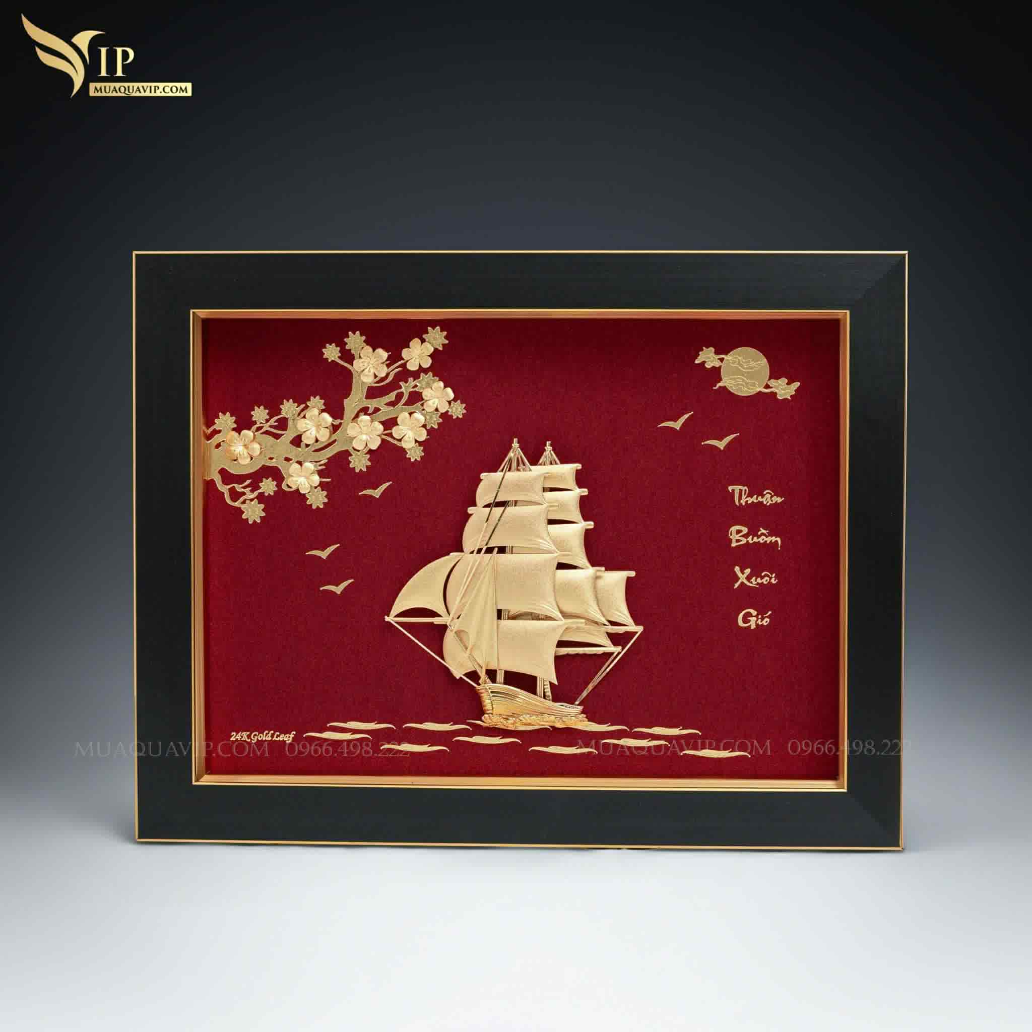 Tranh Thuyền Mạ Vàng 24K – Tặng Khai Trương & Tân Gia | Phượng Vũ Gold