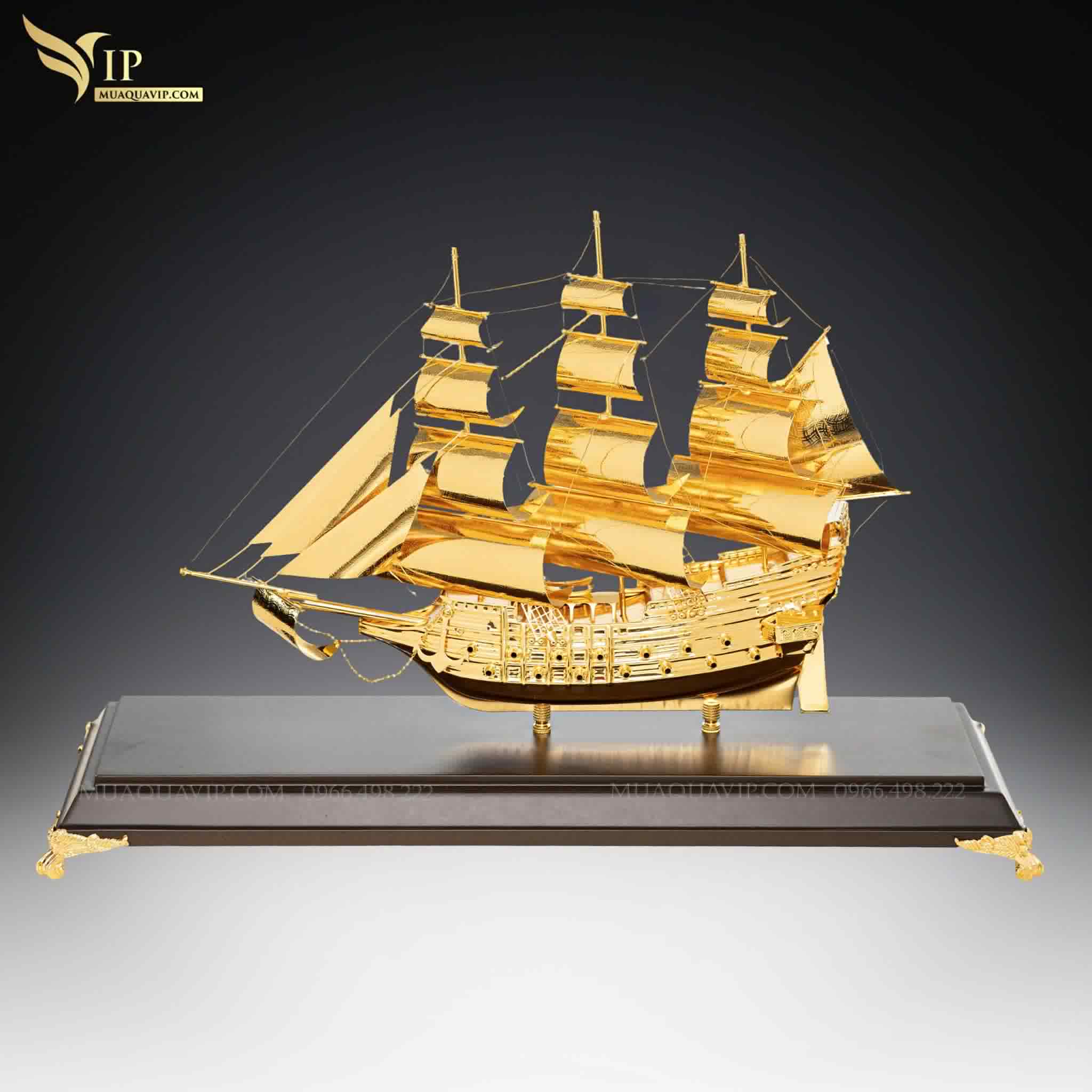 Quà Tặng Đối Tác Cao Cấp - Mô Hình Thuyền Buồm 24K | Phượng Vũ Gold