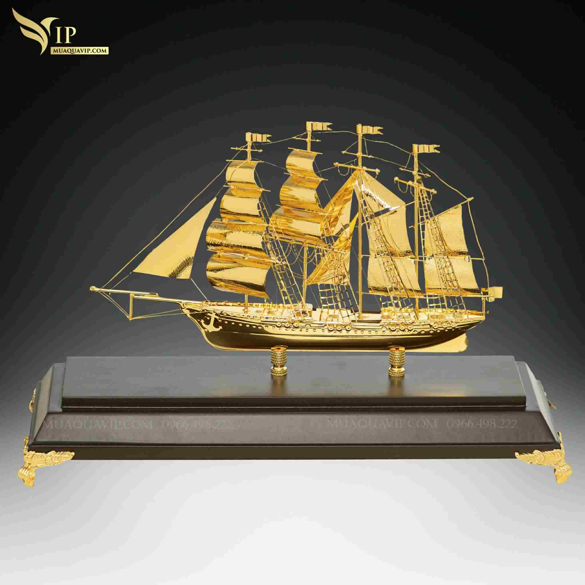 Mô Hình Thuyền Mạ Vàng 24K Quà Tặng Khai Trương | Phượng Vũ Gold