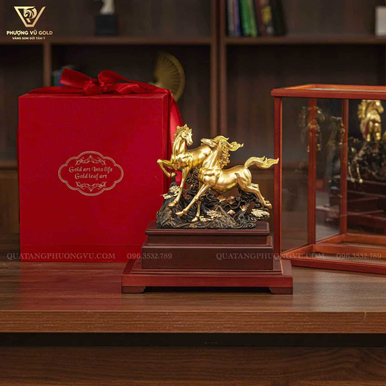 Song Mã Dát Vàng 24K Quà Tặng Phong Thủy Cao Cấp | Phượng Vũ Gold