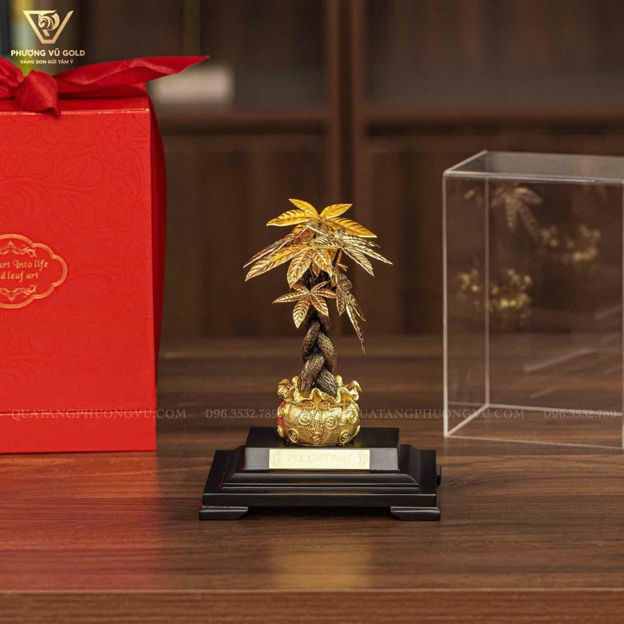 Cây Phát Tài Mạ Vàng 24K – Quà Tặng Khai Trương Cao Cấp | Phượng Vũ Gold