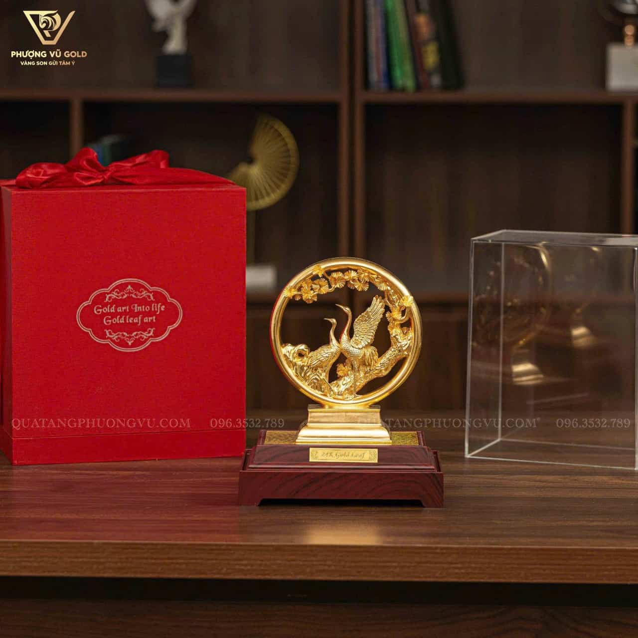 Tùng Hạc Diên Niên Dát Vàng 24K – Quà Tặng Trường Thọ | Phượng Vũ Gold