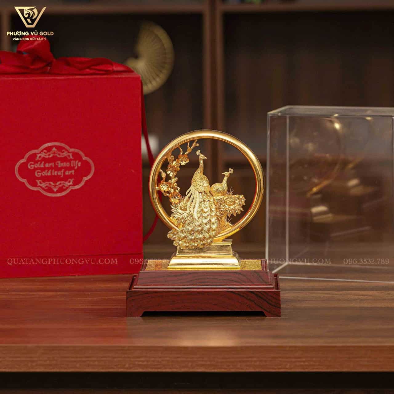 Đôi Chim Công Dát Vàng 24K – Quà Tặng Cao Cấp | Phượng Vũ Gold