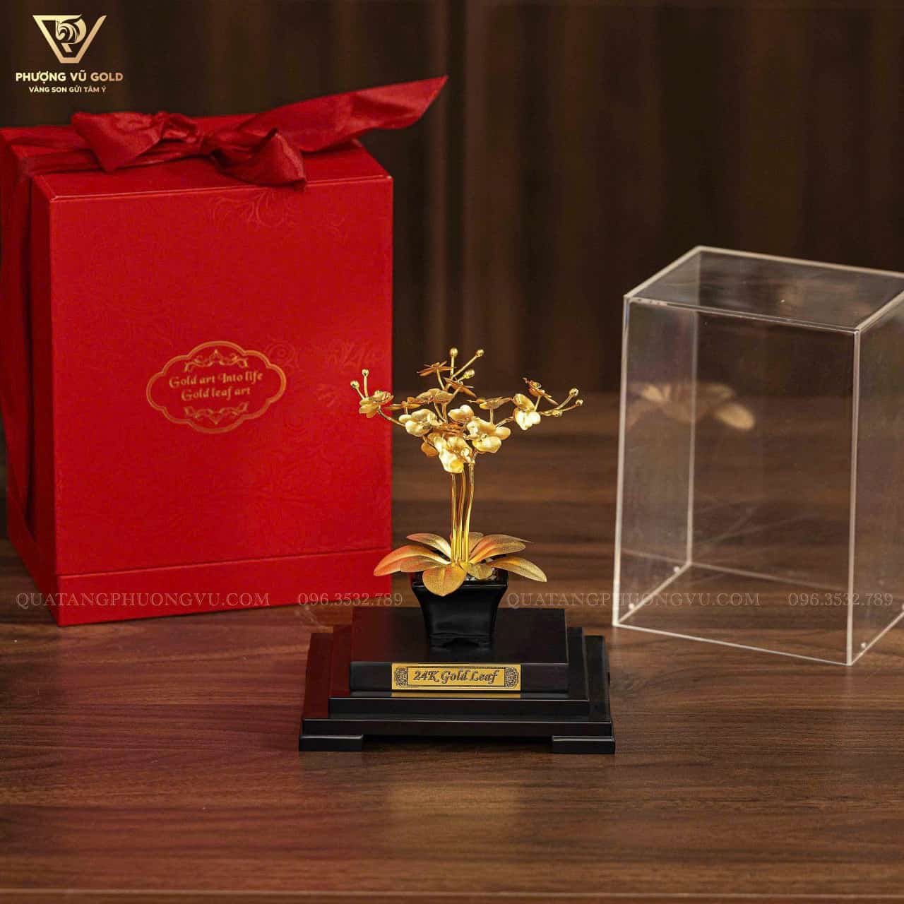 Chậu Hoa Lan Dát Vàng 24K – Quà Tặng Phong Thủy | Phượng Vũ Gold