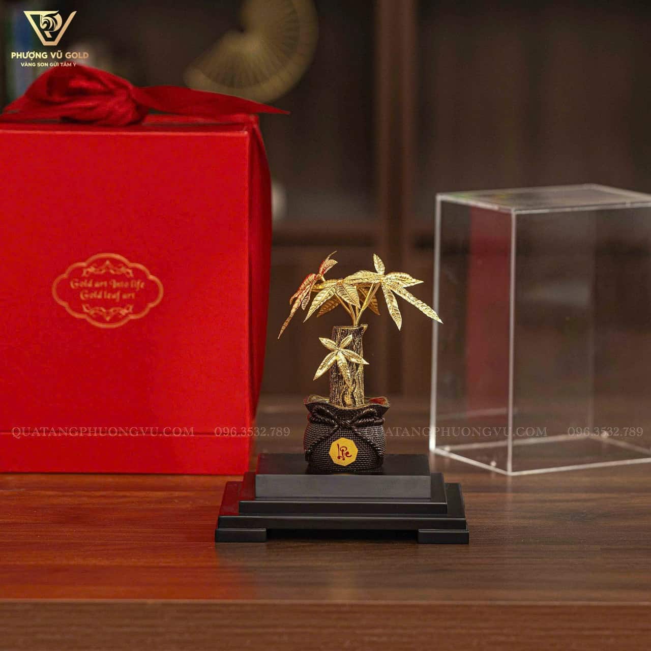 Cây Kim Ngân Dát Vàng 24K – Quà Lưu Niệm Sự Kiện Cao Cấp | Phượng Vũ Gold