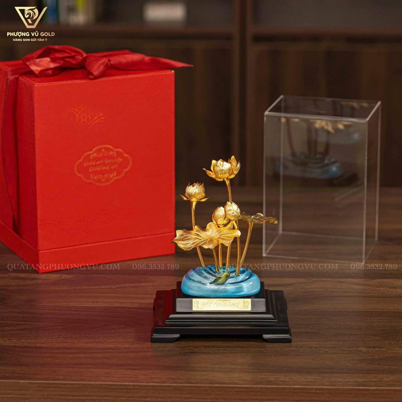 Hoa Sen Dát Vàng 24K – Quà Phong Thủy Hút Tài Lộc | Phượng Vũ Gold