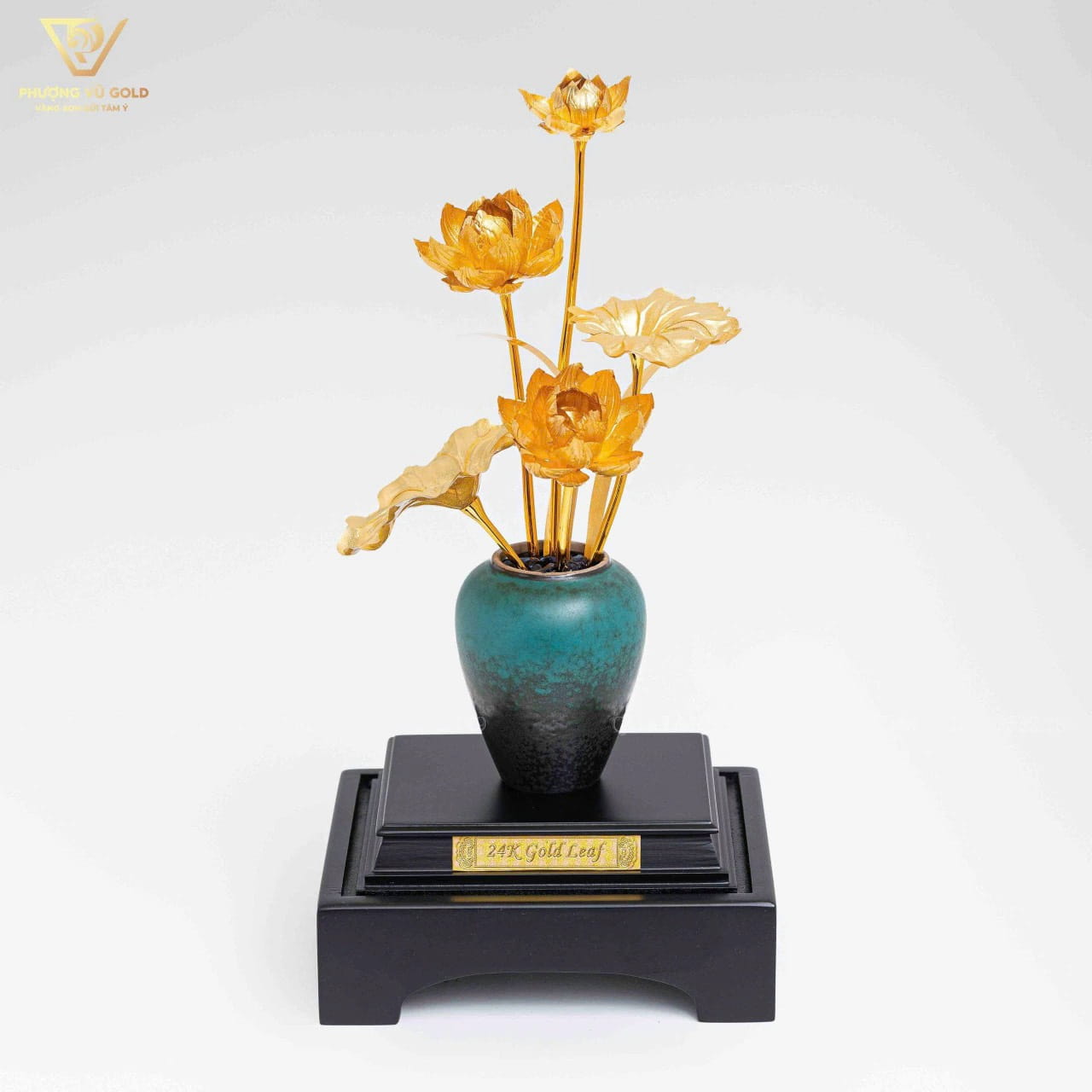 Lọ Hoa Sen Dát Vàng 24K – Trang Trí Phong Thủy | Phượng Vũ Gold