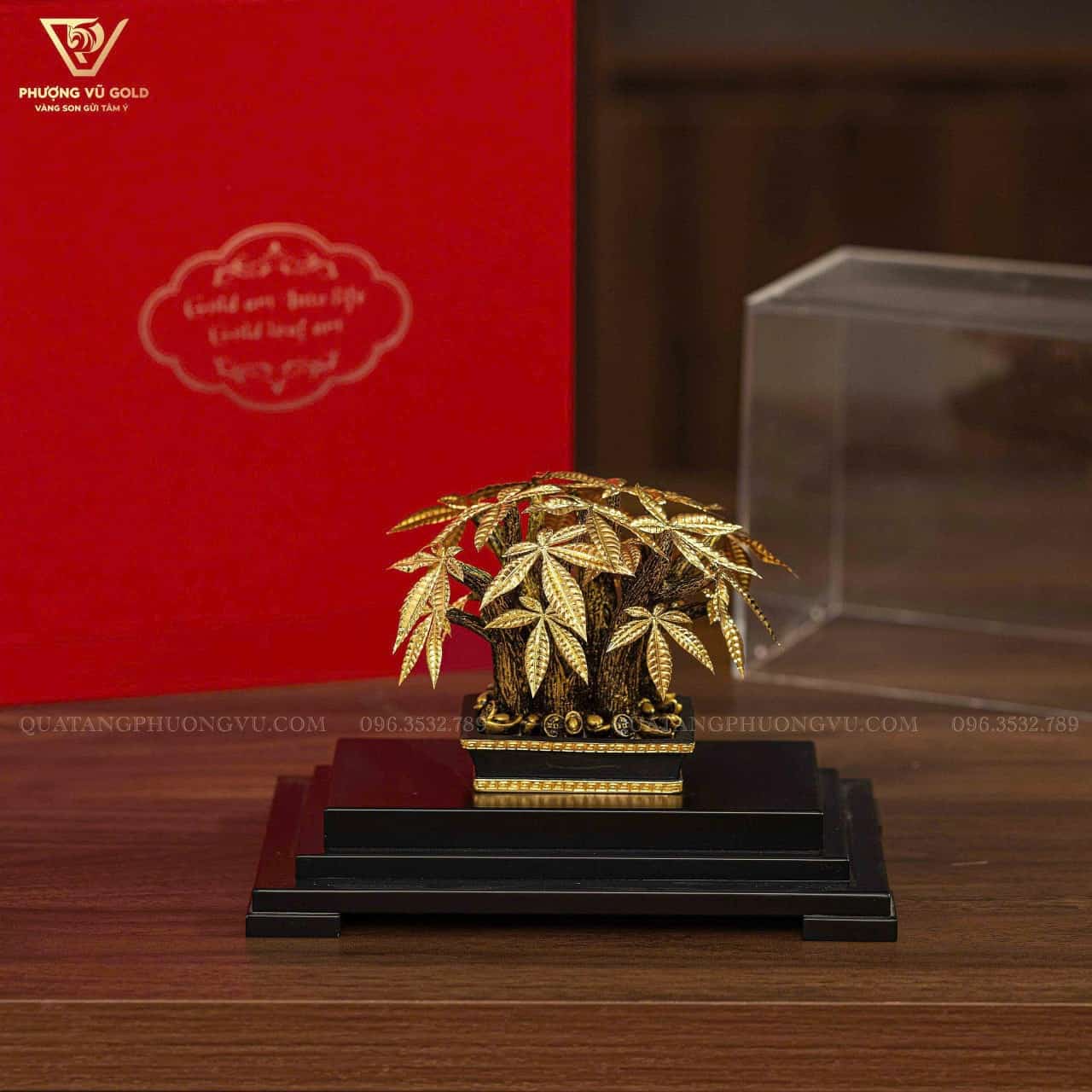 Cây Tài Lộc Dát Vàng 24K – Quà Tặng Tân Gia Cao Cấp | Phượng Vũ Gold