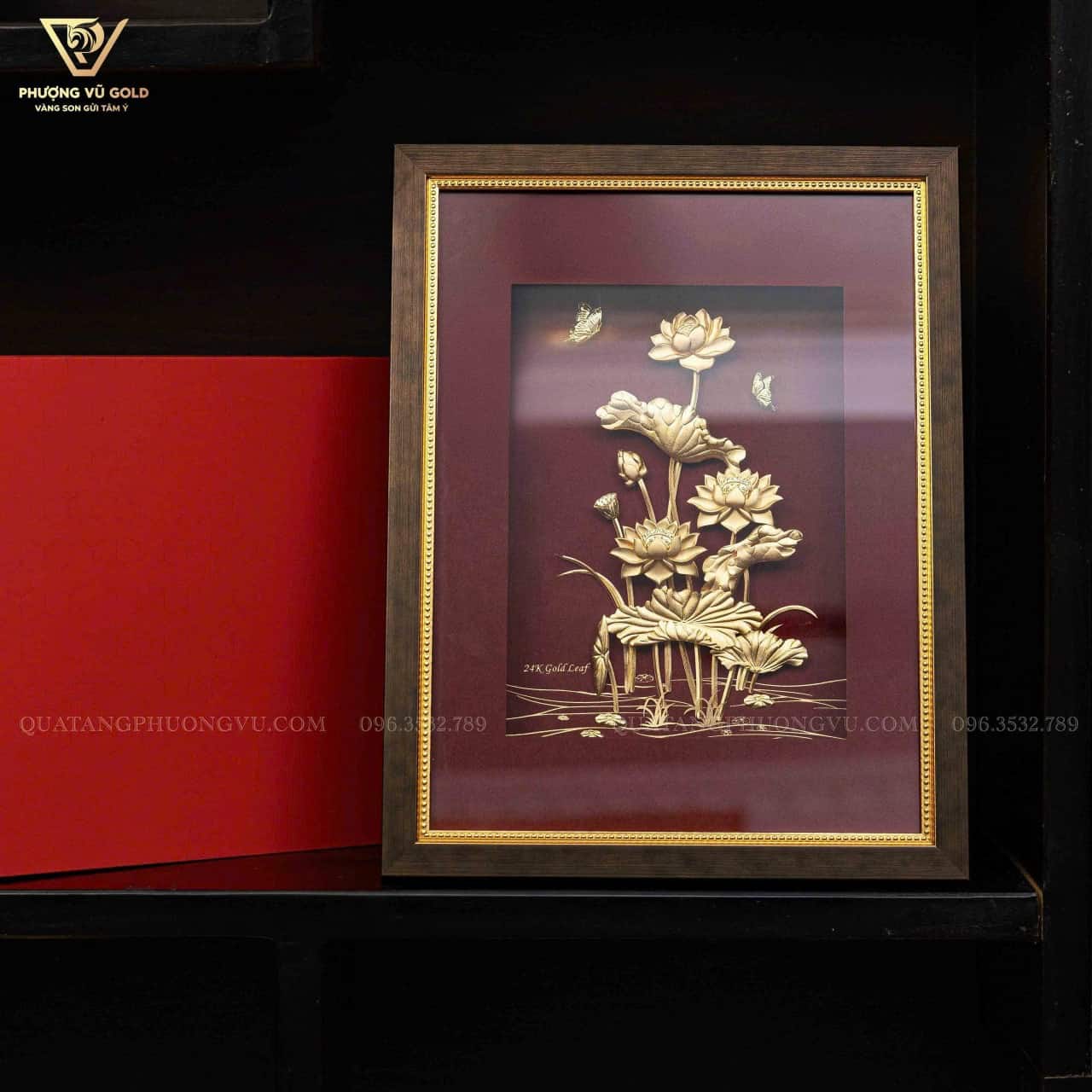 Tranh Hoa Sen Dát Vàng 24K Cao Cấp – Phượng Vũ Gold