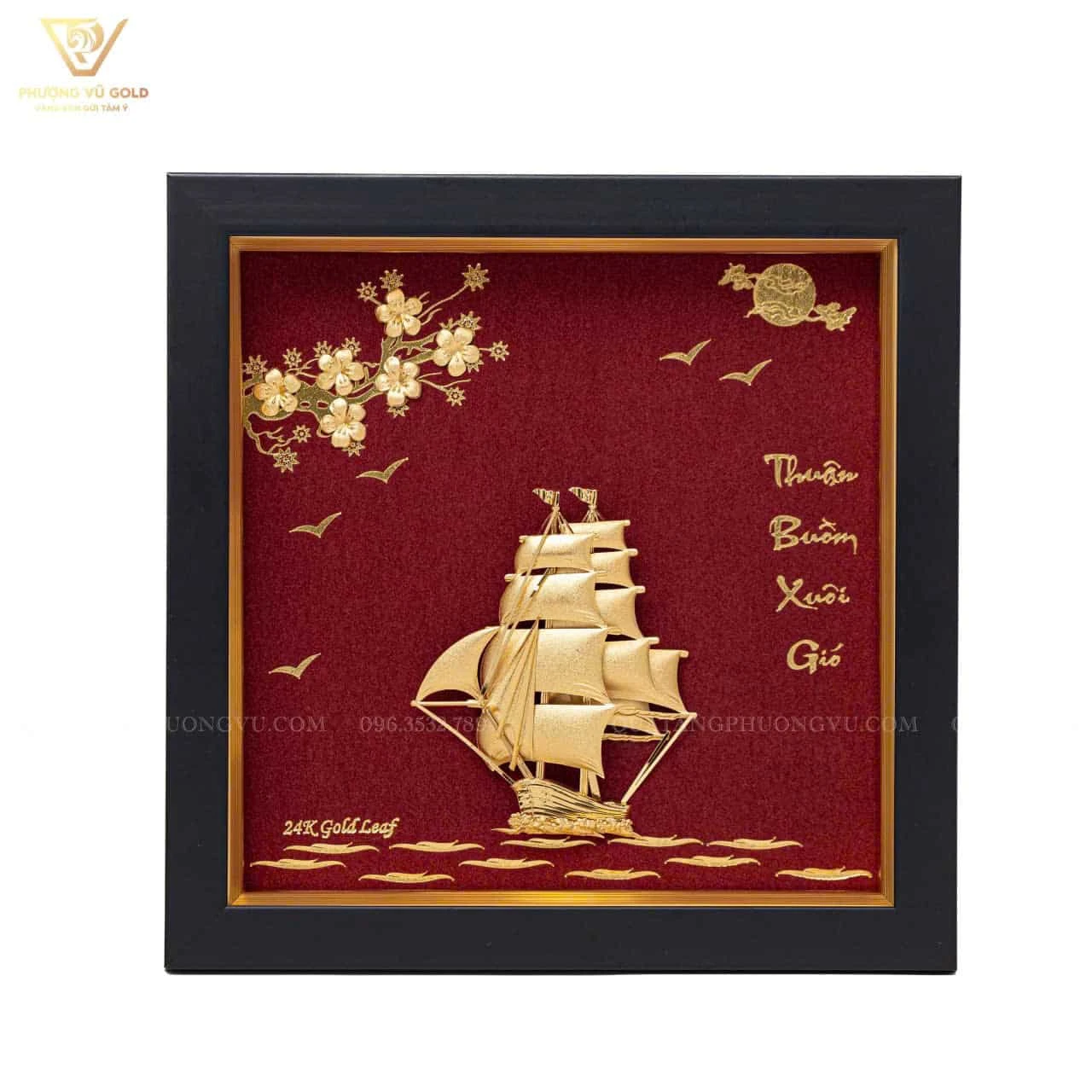Tranh Thuyền Mạ Vàng 24K – Tặng Khai Trương & Tân Gia | Phượng Vũ Gold