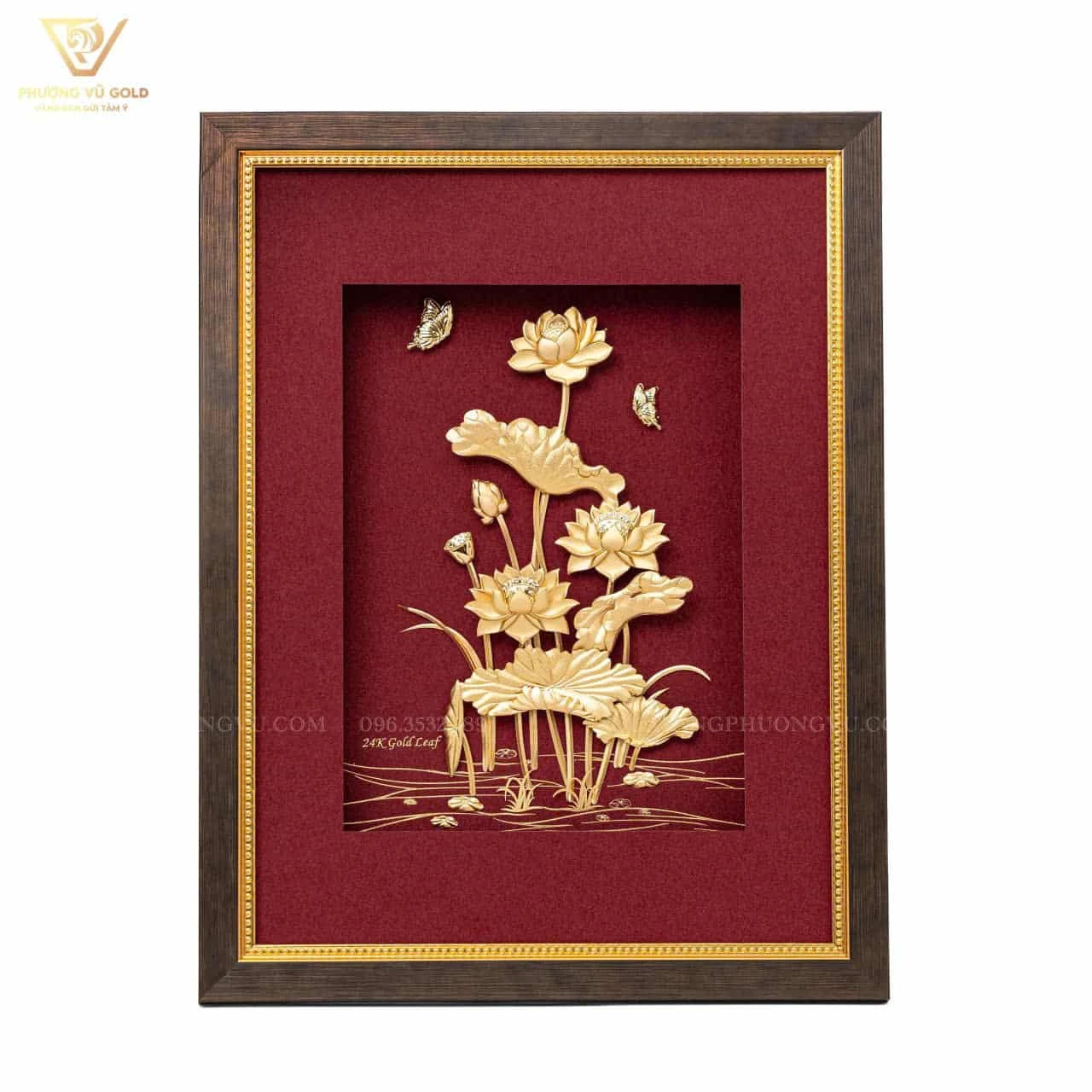 Tranh Hoa Sen Dát Vàng 24K Cao Cấp – Phượng Vũ Gold