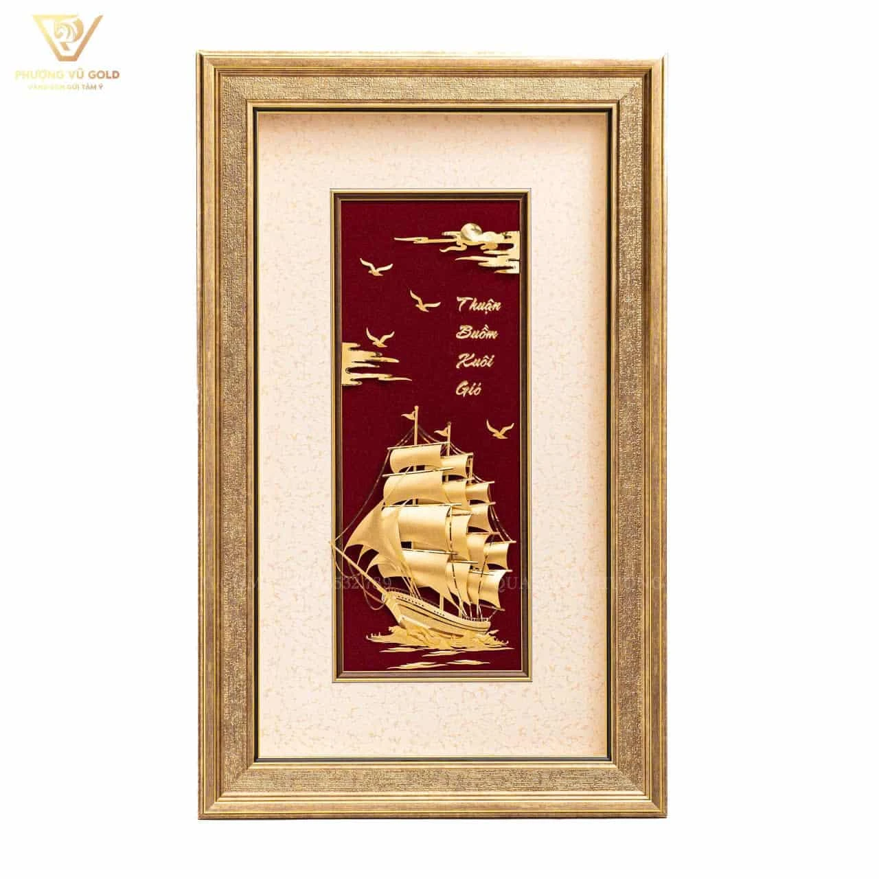 Tranh Thuận Buồm Dát Vàng 24K – Biếu Sếp & Đối Tác Cao Cấp | Phượng Vũ Gold