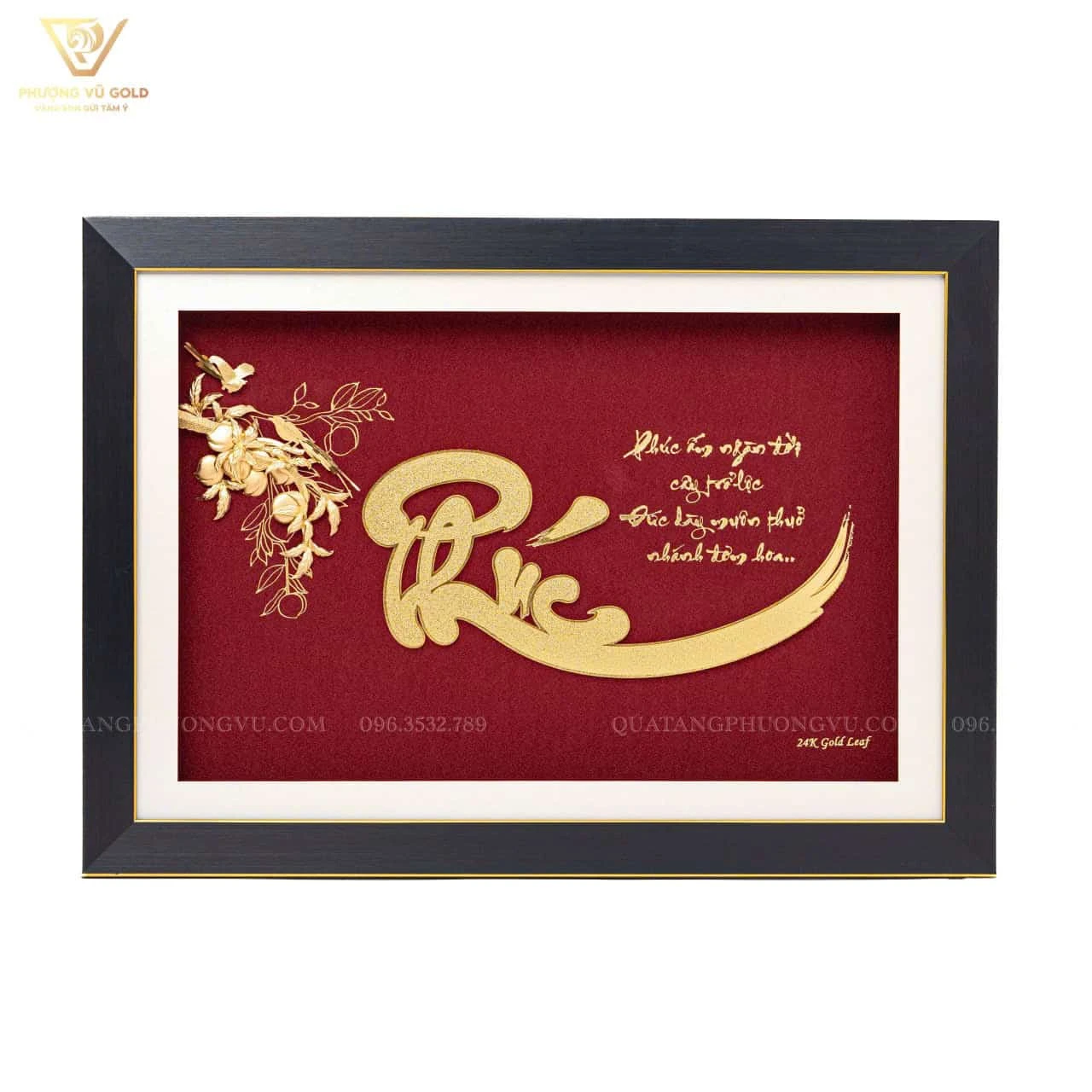 Tranh Thư Pháp Chữ Phúc Mạ Vàng 24K Cao Cấp | Phượng Vũ Gold