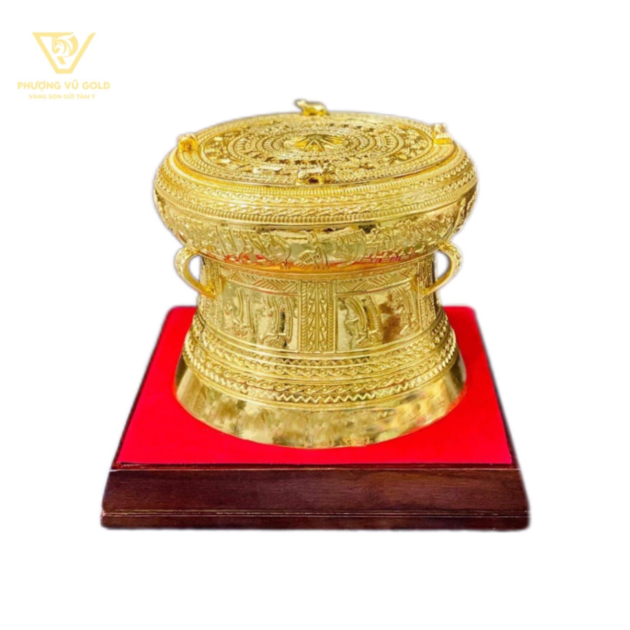 Trống Đồng Dát Vàng 20cm – Quà Tặng Doanh Nghiệp Sang Trọng | Phượng Vũ Gold