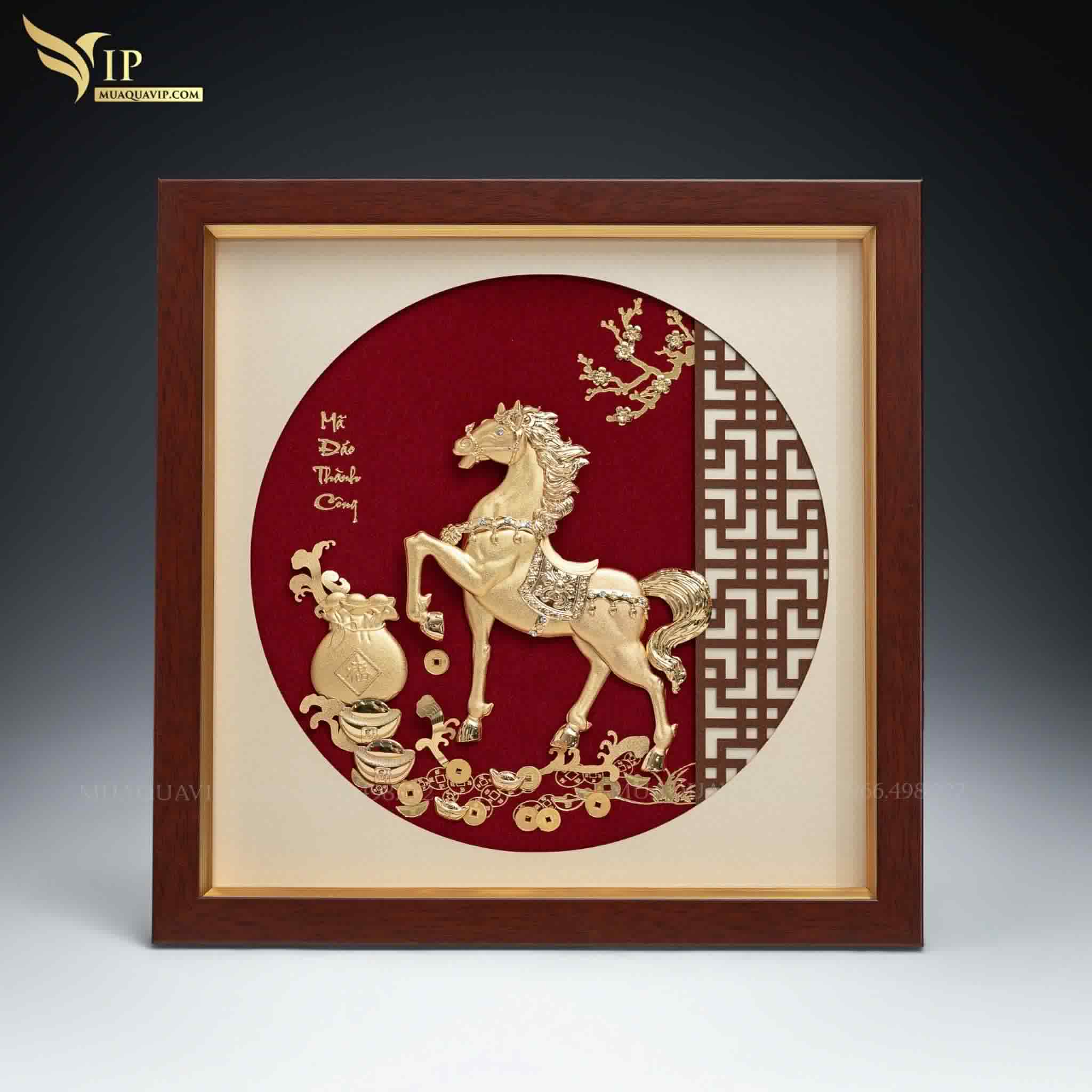 Tranh Ngựa Tài Lộc Dát Vàng 24K – Mã Đáo Thành Công | Phượng Vũ Gold