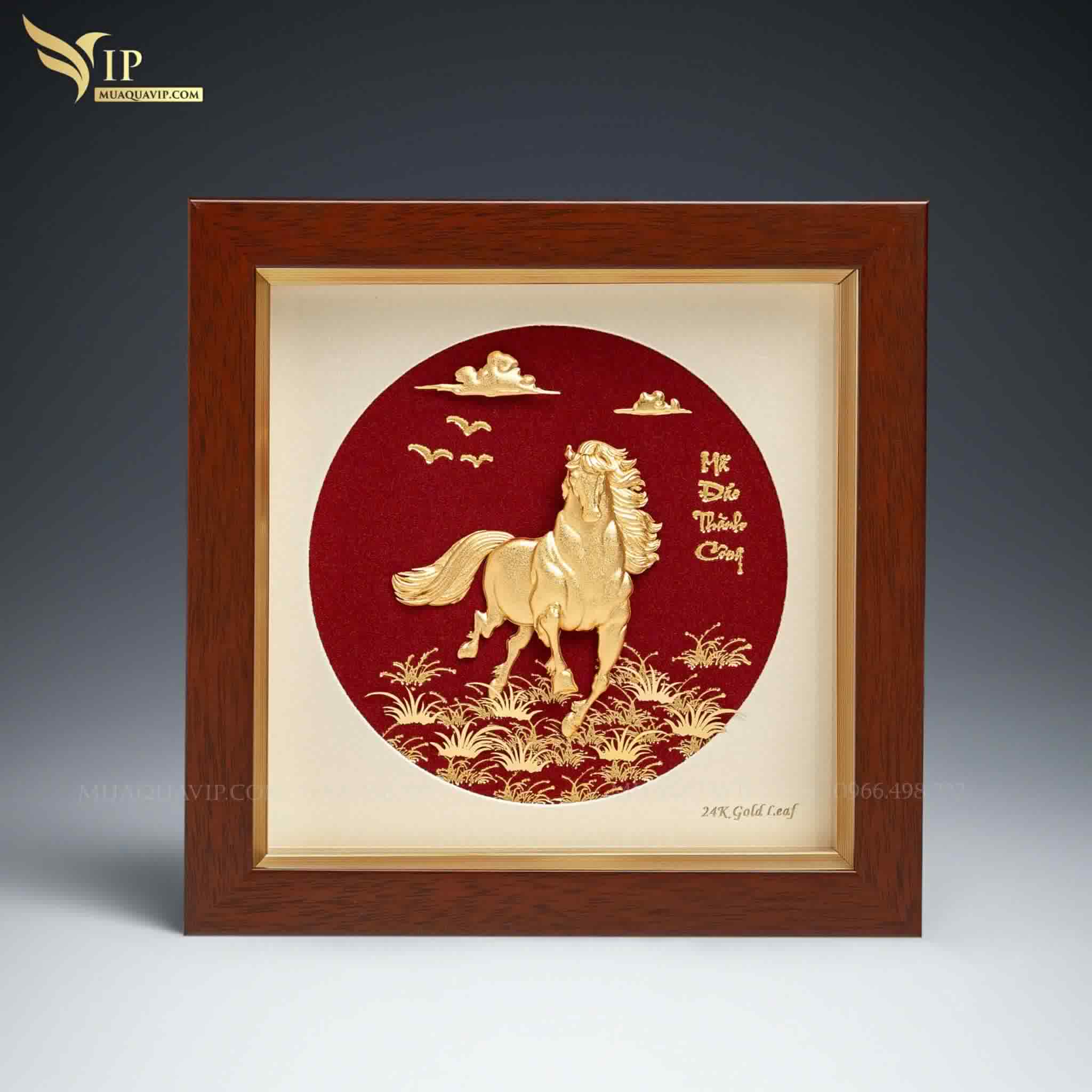 Tranh Mã Đáo Thành Công Dát Vàng 24K - Quà Tặng Sếp Cao Cấp | Phượng Vũ Gold