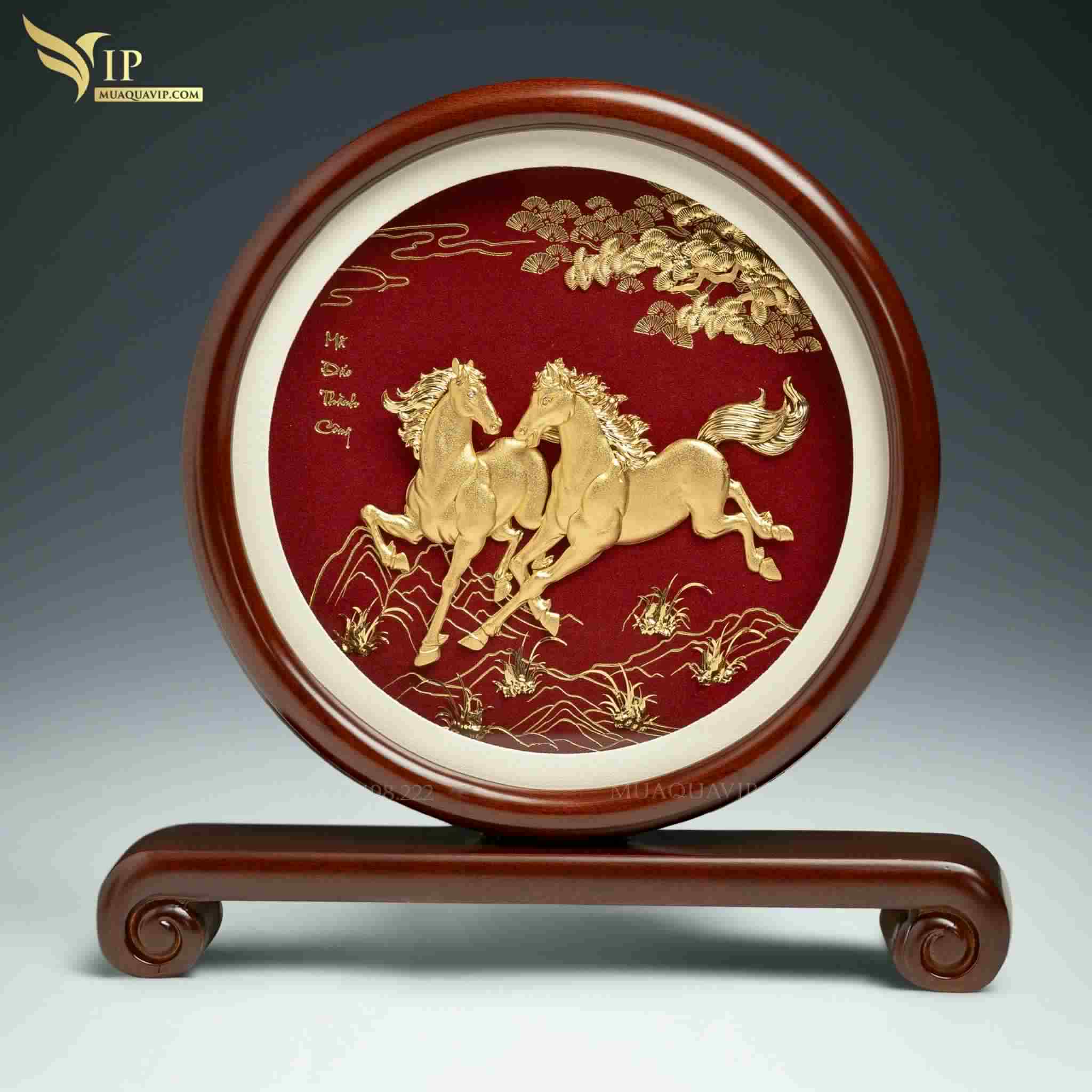 Đĩa Ngựa Mã Đáo Thành Công Dát Vàng 24K | Phượng Vũ Gold