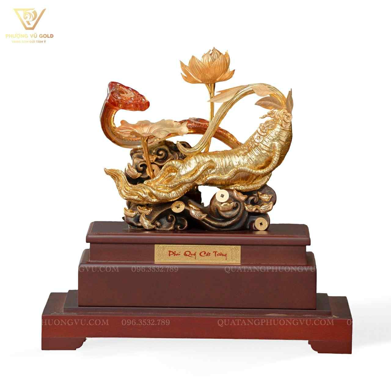 Sâm Ngọc Linh Sen Như Ý Mạ Vàng 24K – Quà Tặng Sang Trọng | Phượng Vũ Gold