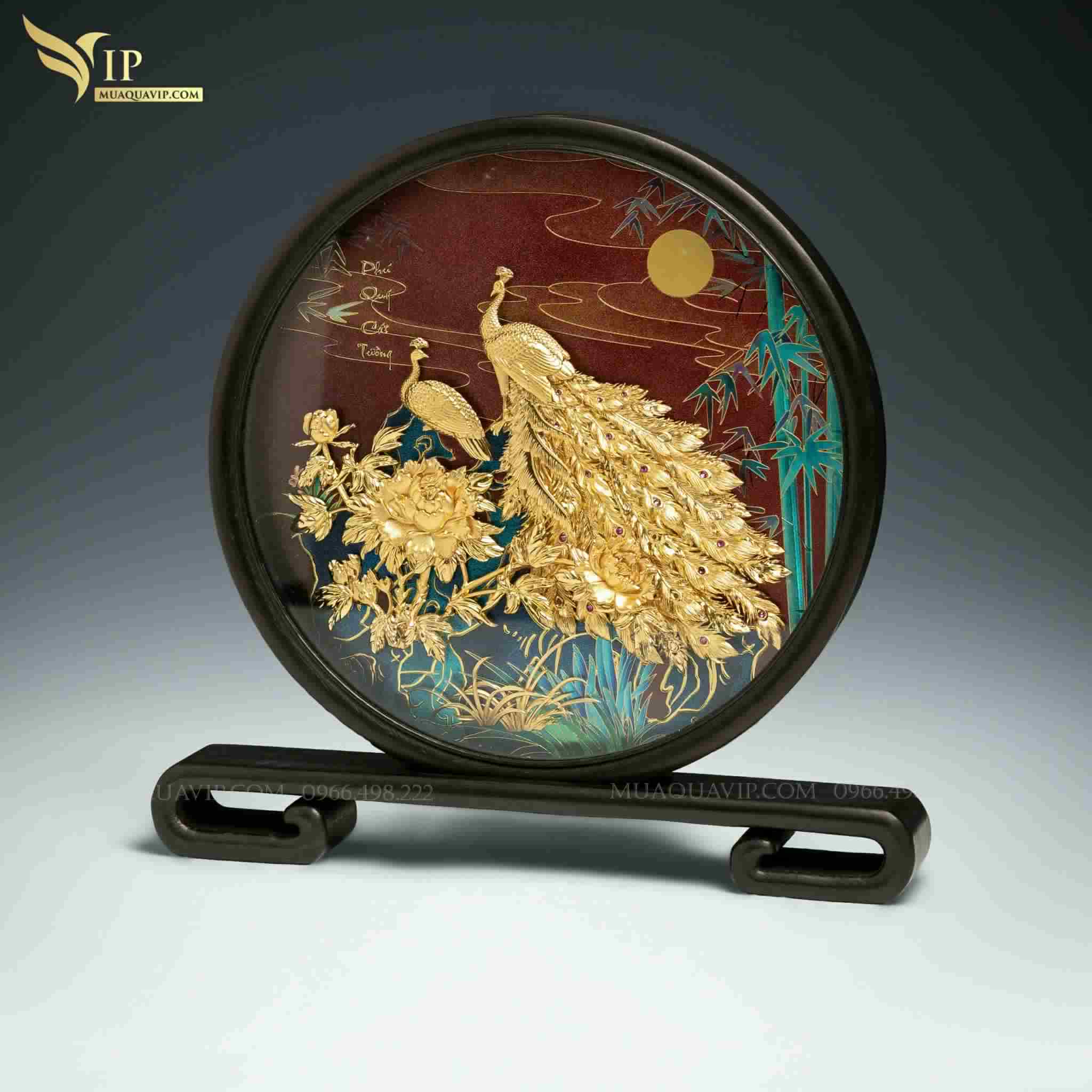 Đĩa Chim Công Vĩnh Kết Đồng Tâm Mạ Vàng 24K | Phượng Vũ Gold