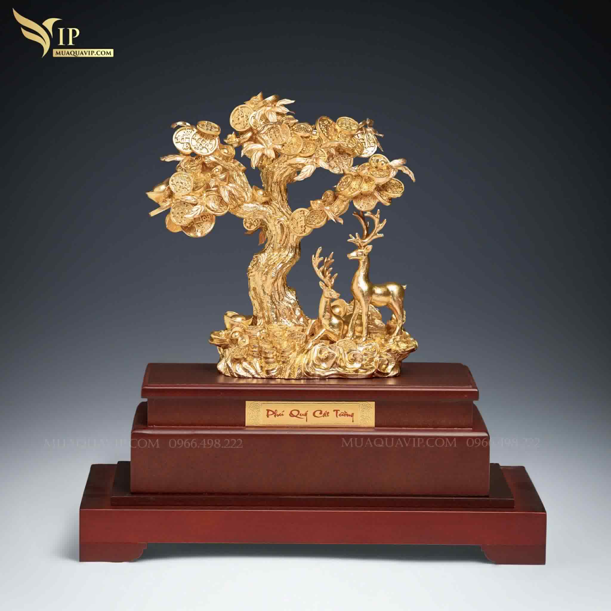 Lộc Phú Quý - Huơu Mạ Vàng 24K - Quà Mừng Cưới Mừng Thọ | Phượng Vũ Gold