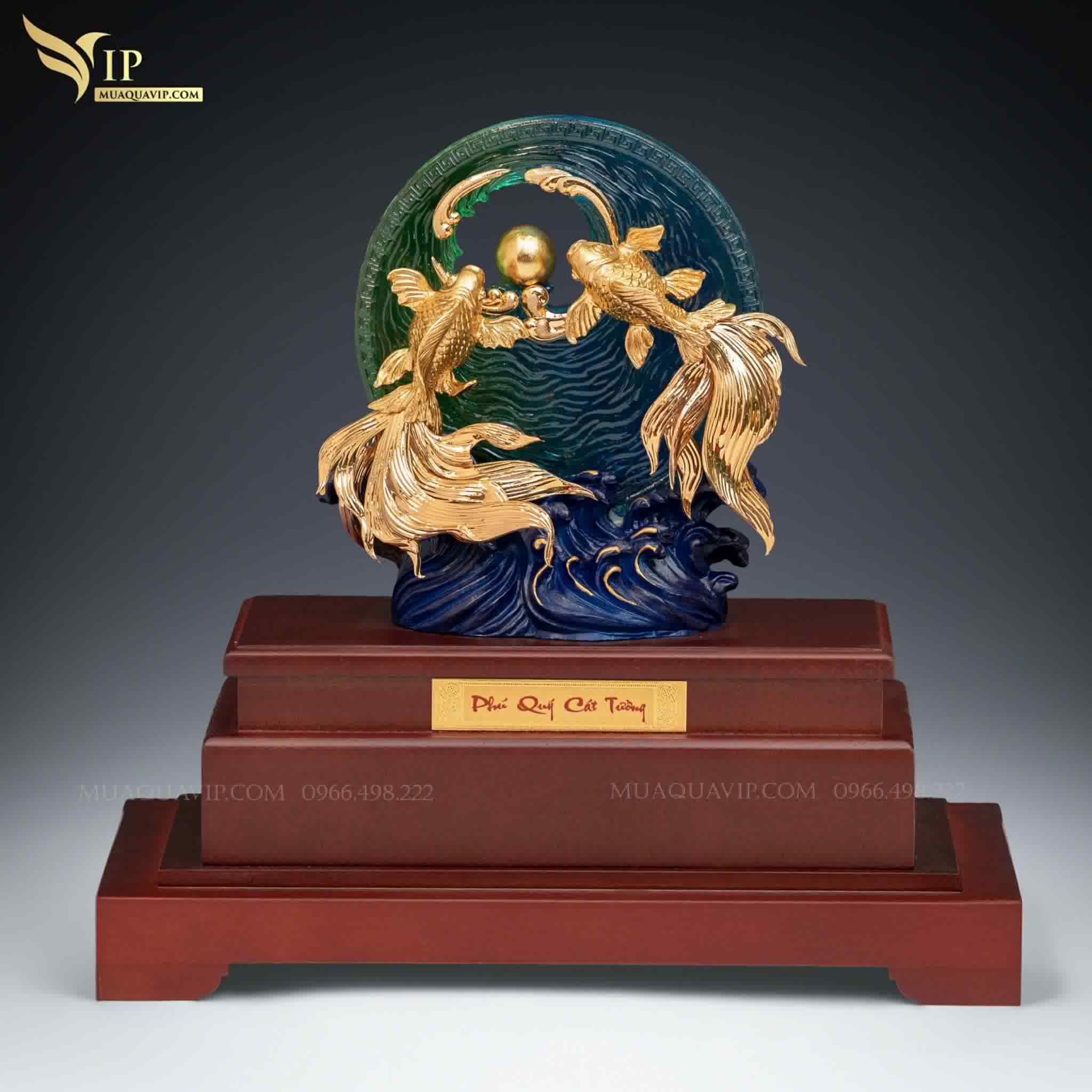 Cá Chép Trông Trăng Mạ Vàng 24K - Quà Tặng Sếp Cao Cấp | Phượng Vũ Gold