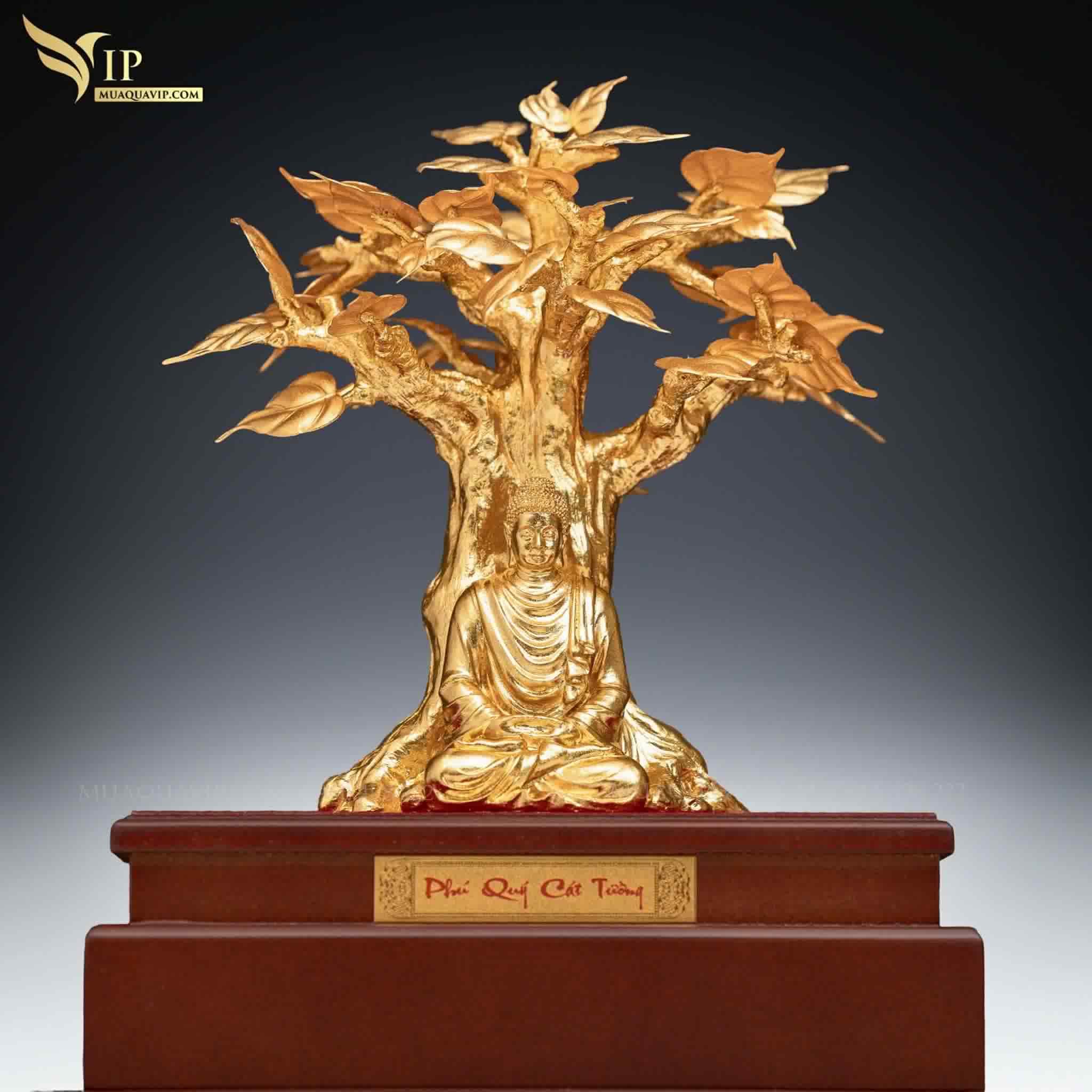 Phật Toạ Cây Bồ Đề Mạ Vàng 24K - Quà Biếu Tặng Ý Nghĩa | Phượng Vũ Gold