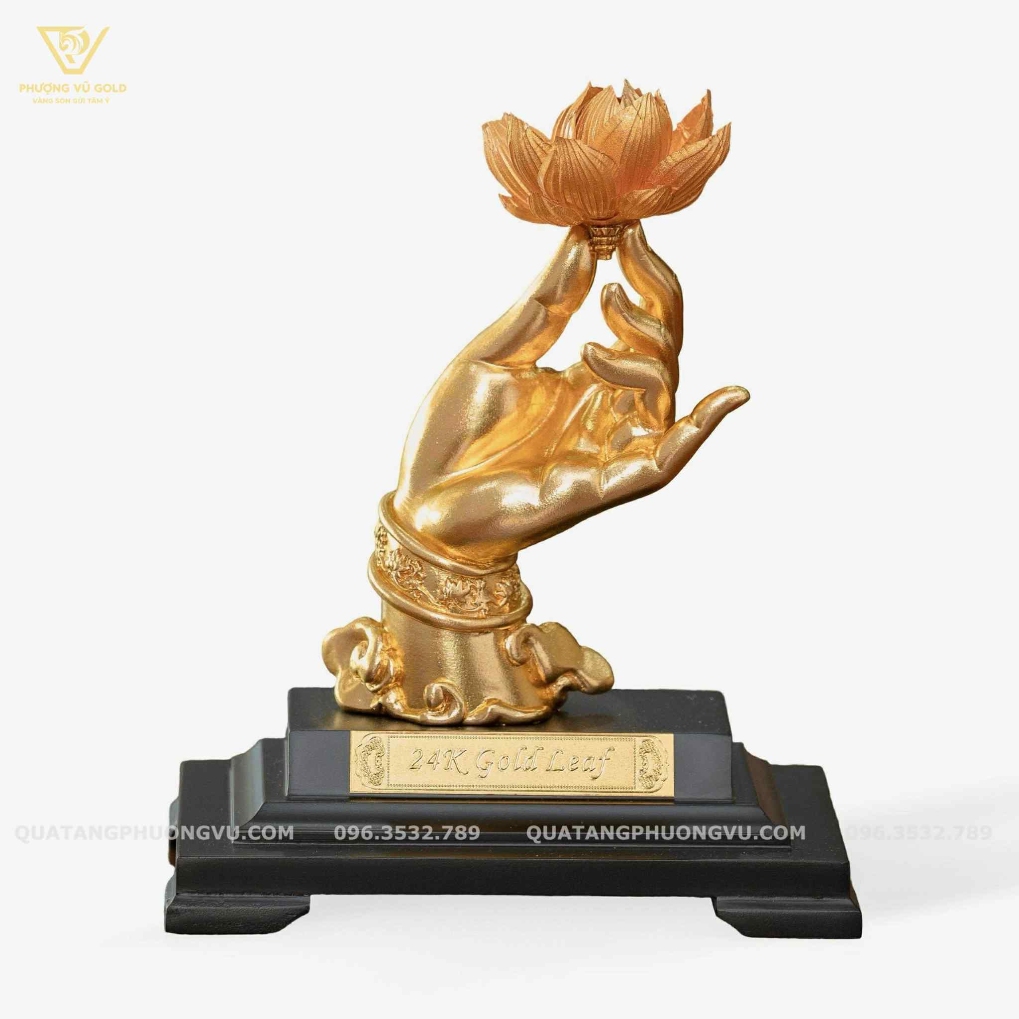Tay Phật Hoa Sen Mạ Vàng 24K – Quà Tặng Tâm Linh, Bình An & May Mắn | Phượng Vũ Gold