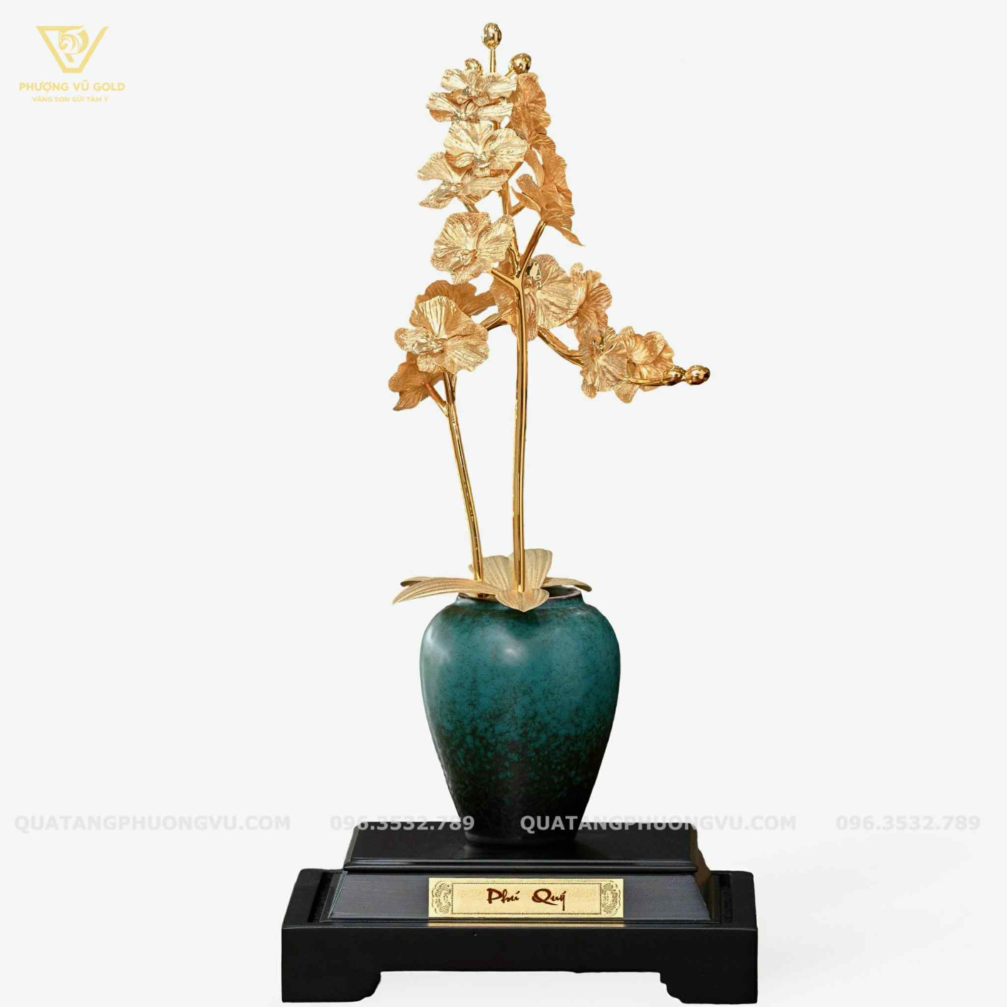 Bình Hoa Lan Dát Vàng 24K – Quà Tặng Tân Gia, Khai Trương | Phượng Vũ Gold
