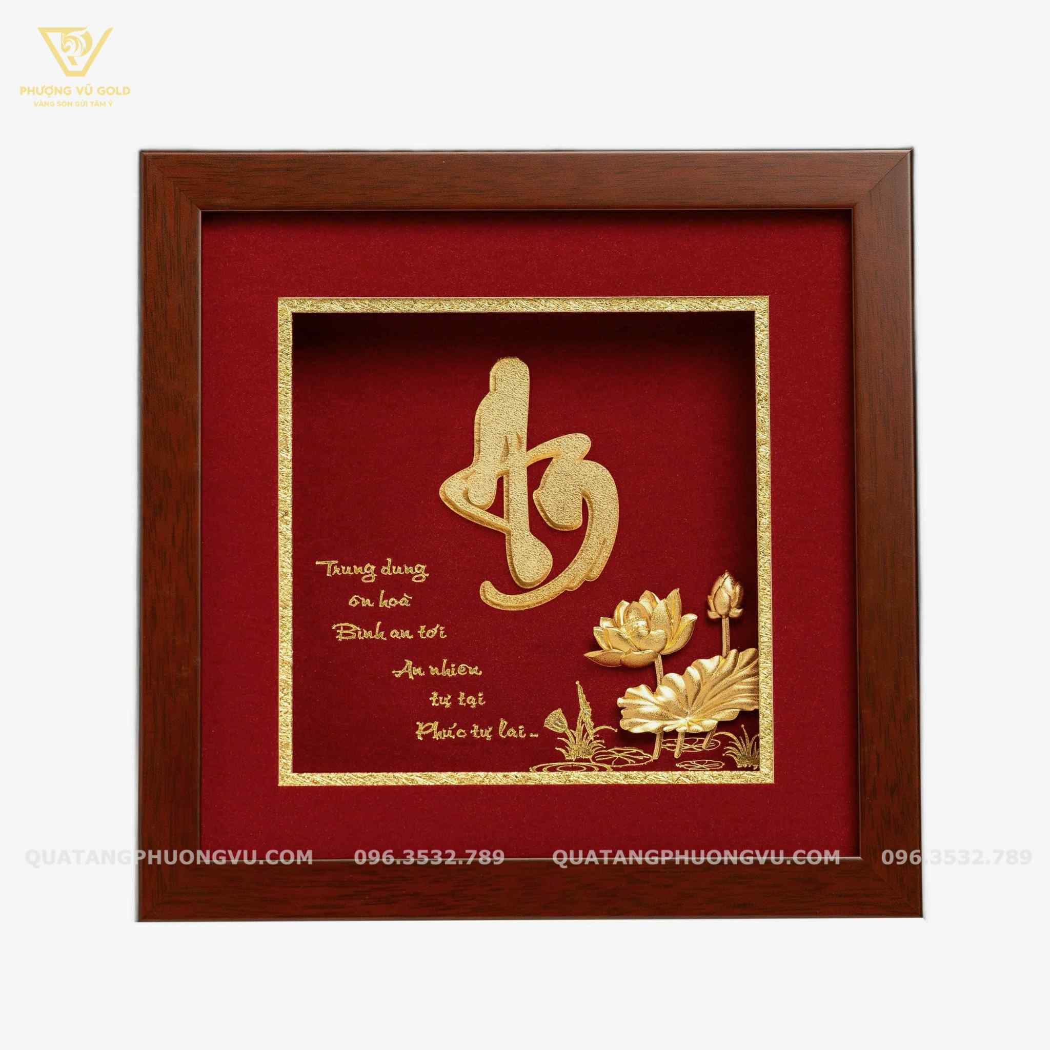 Chữ An Thư Pháp Dát Vàng 24K - Quà Tặng Thư Pháp | Phượng Vũ Gold