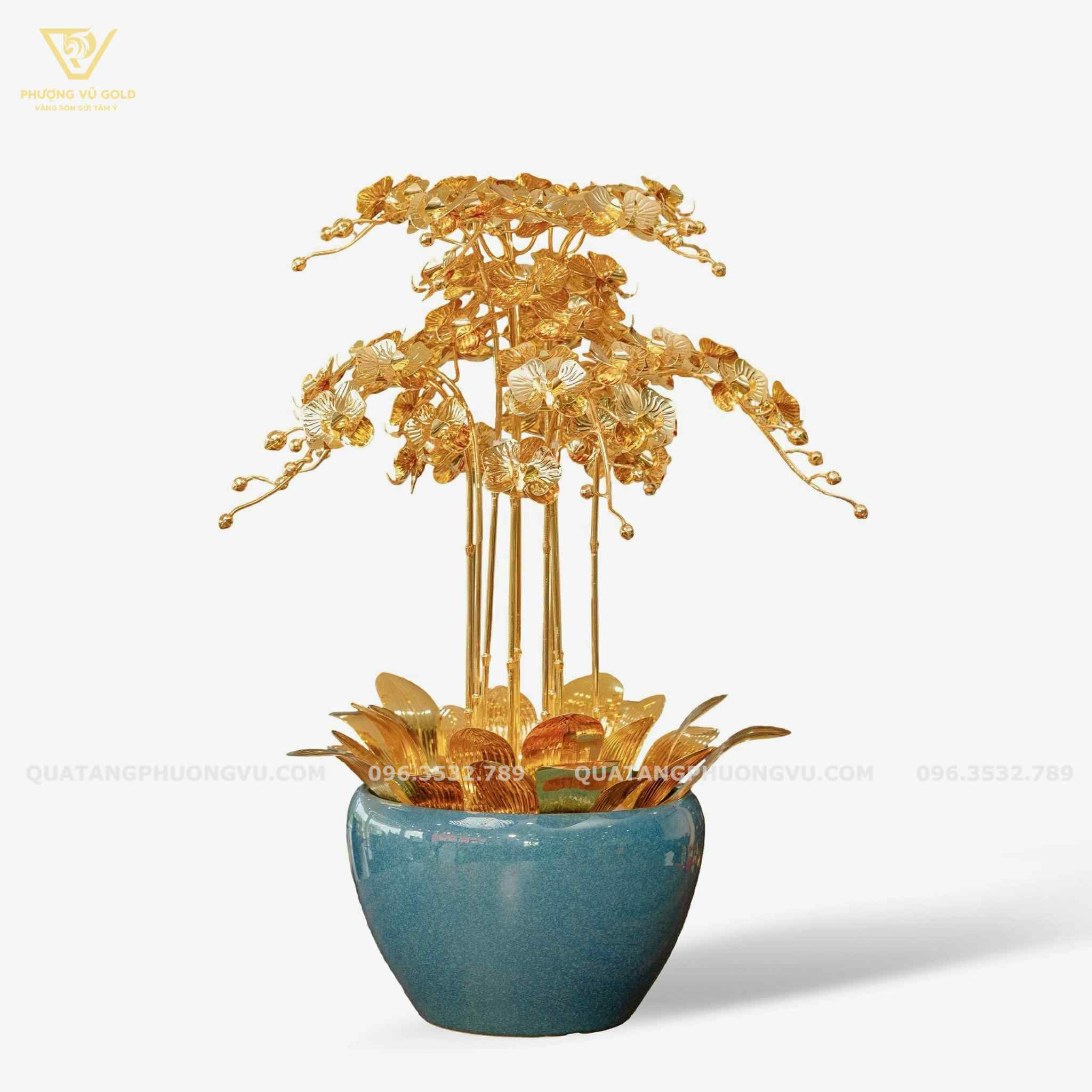 Chậu Hoa Lan VIP Mạ Vàng 24K – Quà Tặng Cao Cấp Sang Trọng | Phượng Vũ Gold
