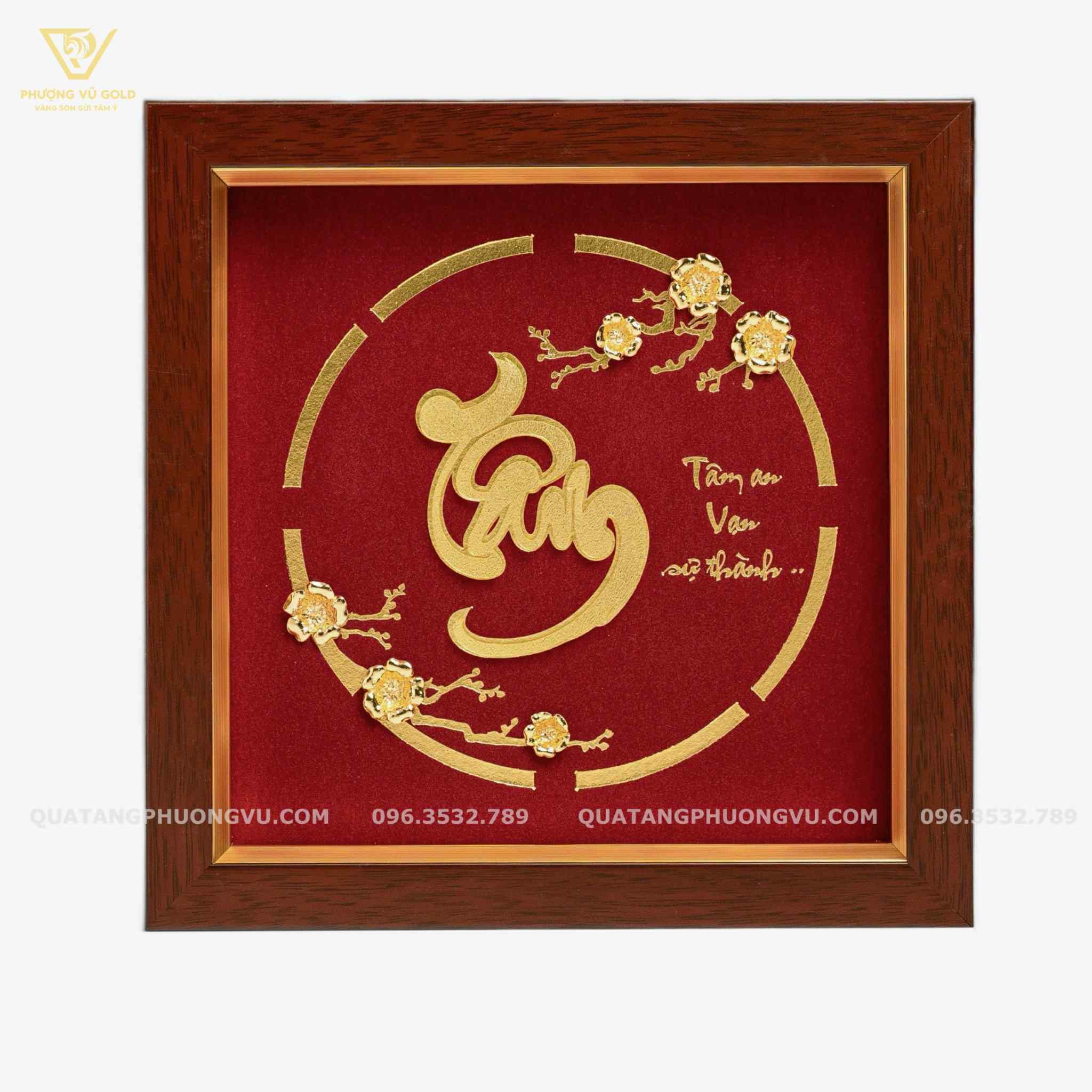 Chữ Tâm Thư Pháp Dát Vàng 24K - Quà Tặng Ý Nghĩa | Phượng Vũ Gold