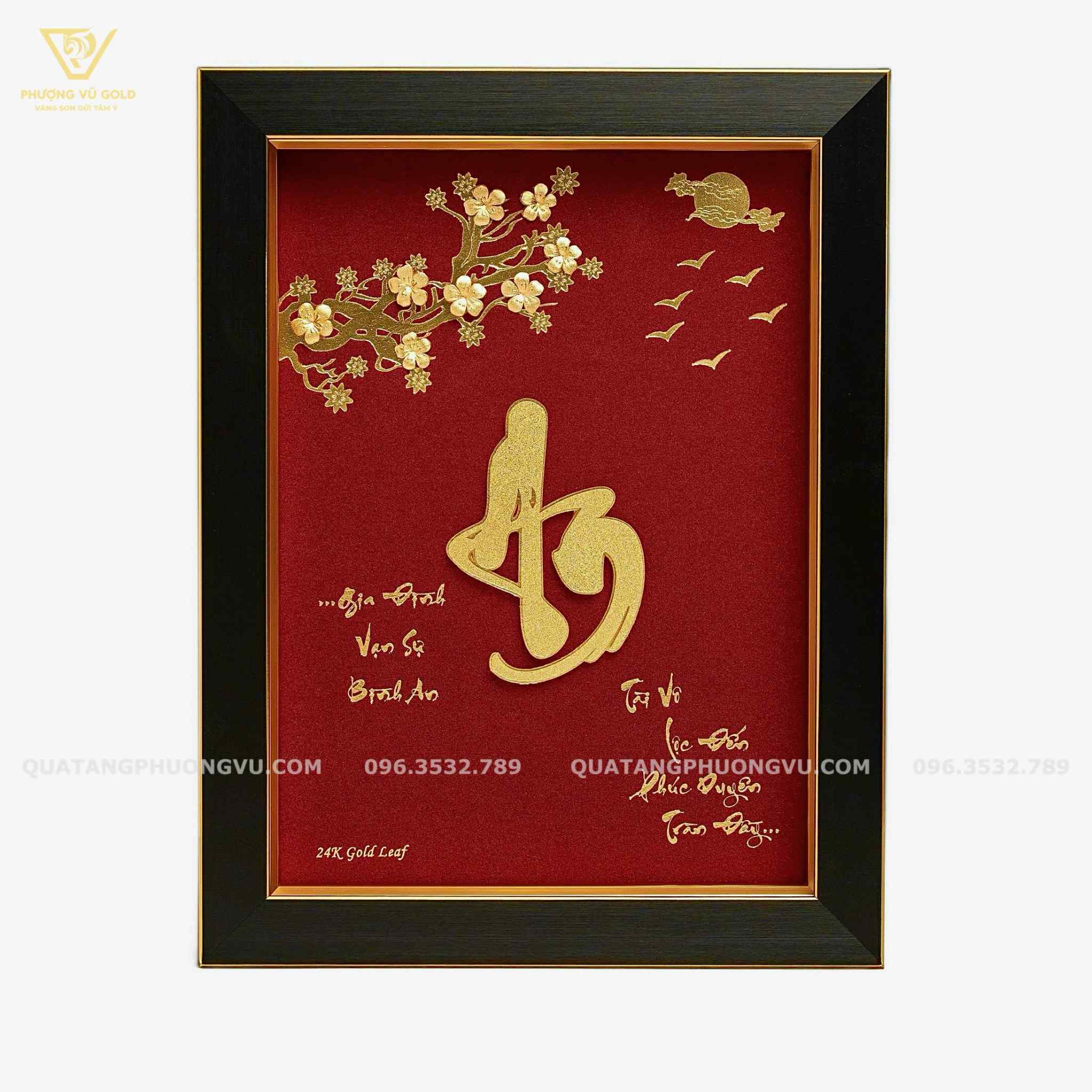 Tranh Chữ An Thư Pháp Dát Vàng 24K – Quà Tặng Ý Nghĩa | Phượng Vũ Gold