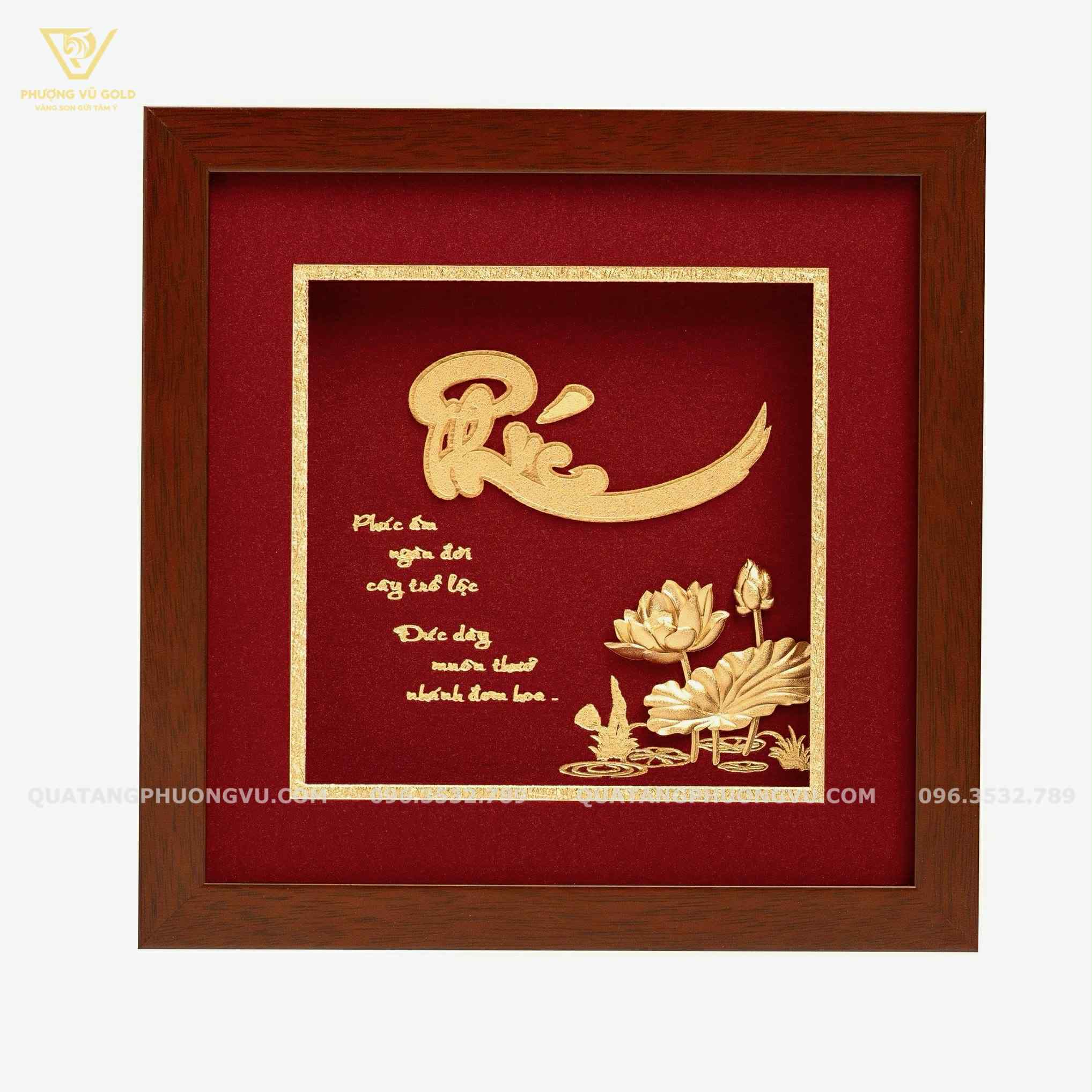 Chữ Phúc Thư Pháp Dát Vàng 24K – Quà Tặng Cưới | Phượng Vũ Gold
