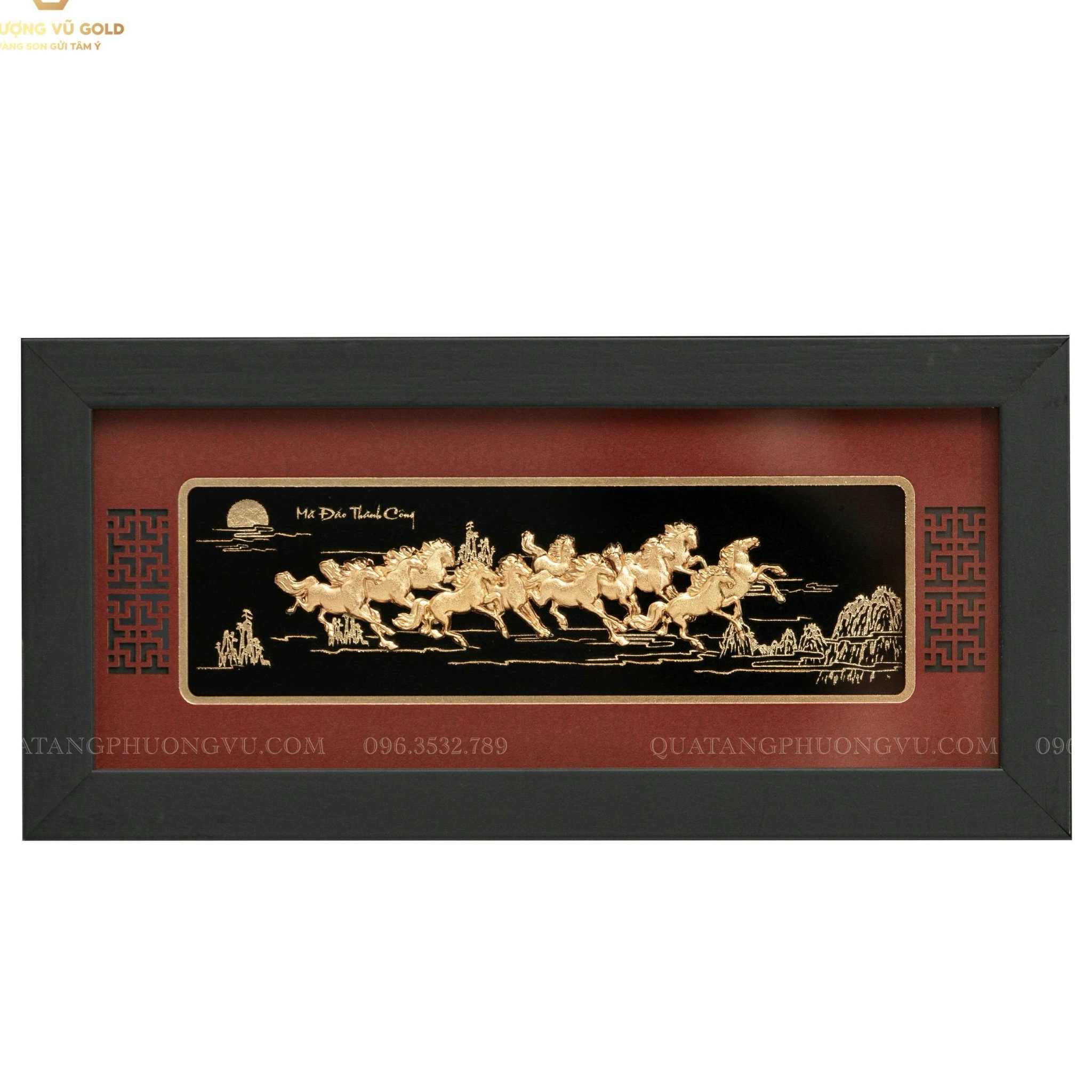 Tranh Mã Đáo Thành Công Để Bàn Dát Vàng 24K - Quà Tặng Tết | Phượng Vũ Gold