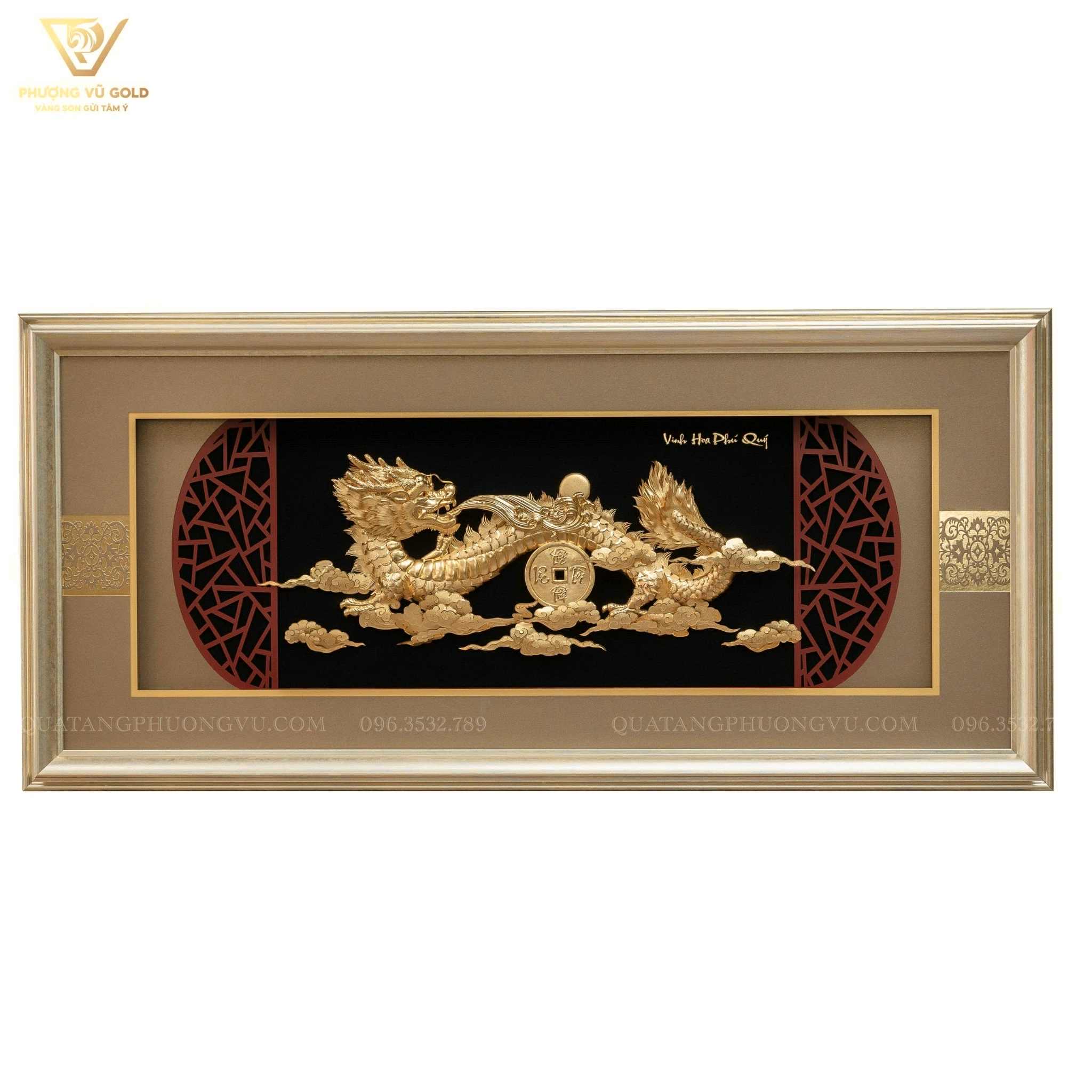 Tranh Rồng Nhả Ngọc Dát Vàng 24K - Quà Tặng Khai Trương | Phượng Vũ Gold
