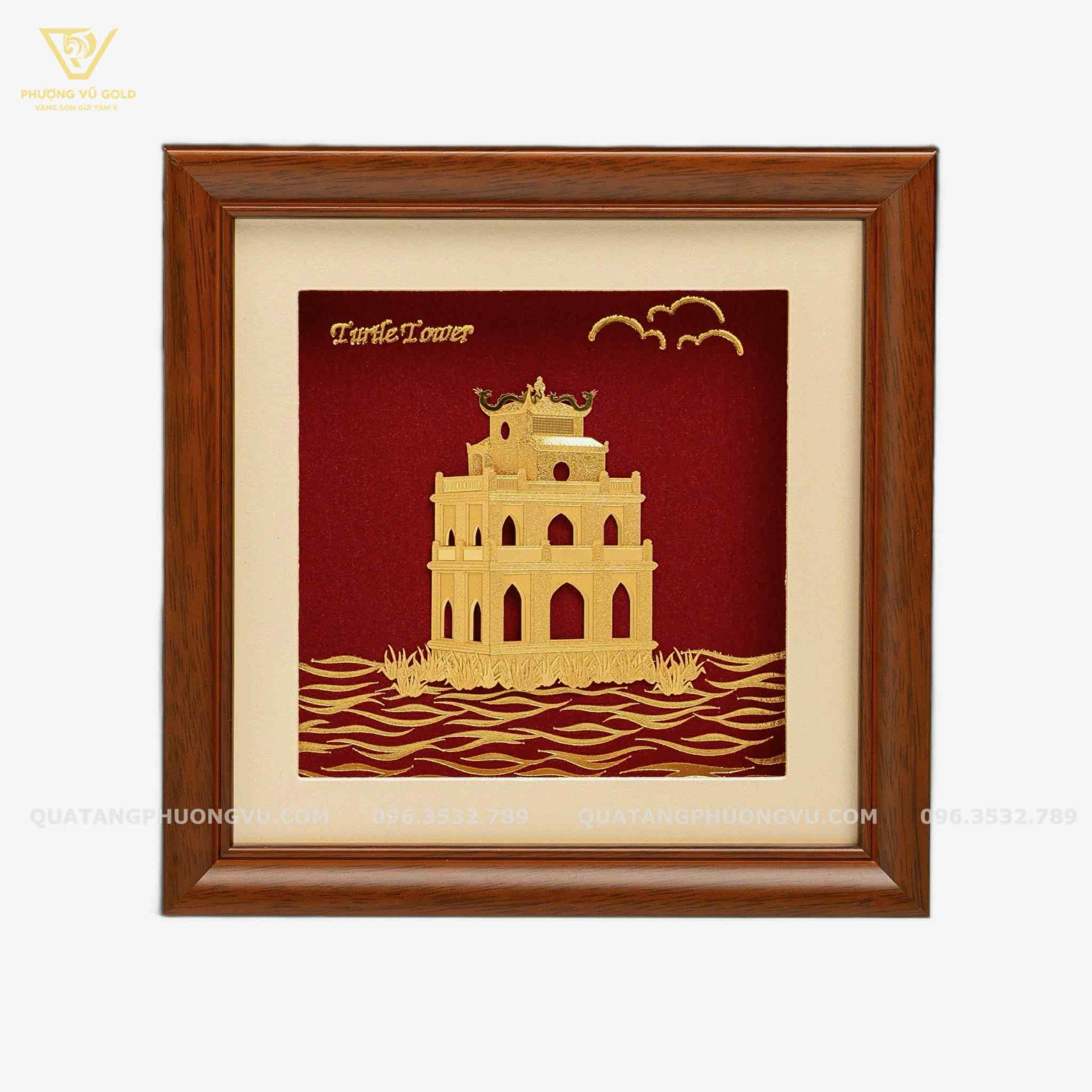 Tranh Tháp Rùa Dát Vàng 24K – Quà Tặng Khách Nước Ngoài | Phượng Vũ Gold